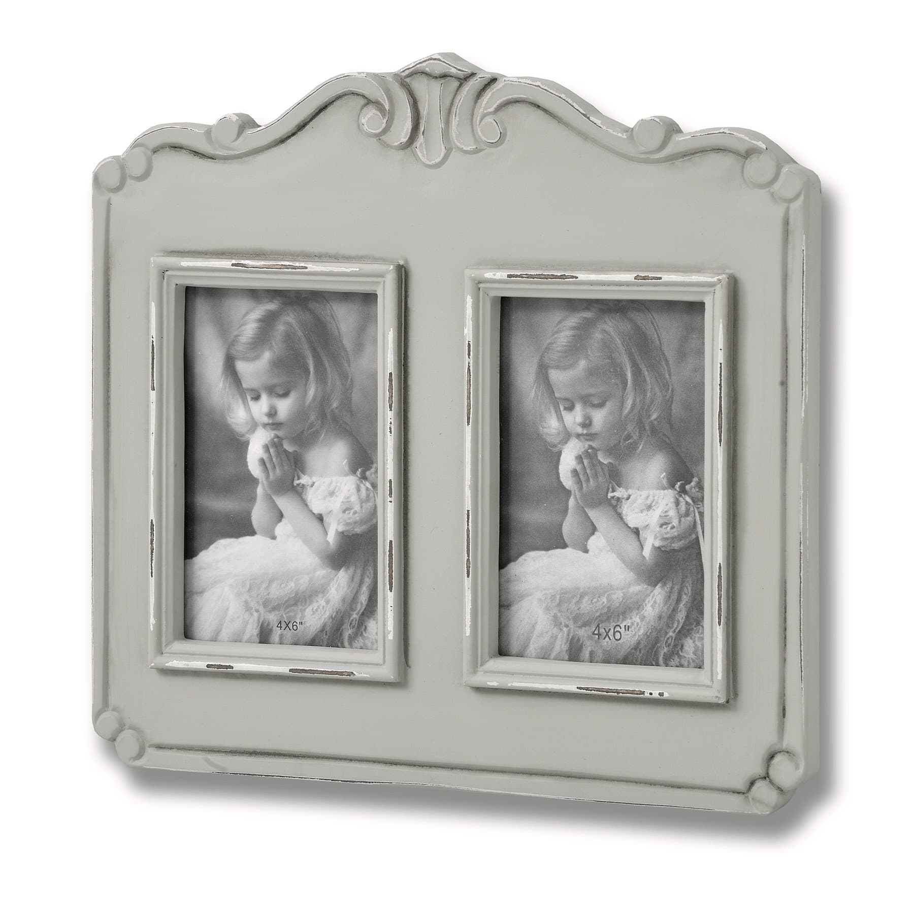 Parisienne Grey Shabby Chic Two Picture Wooden Wall Photo Frame