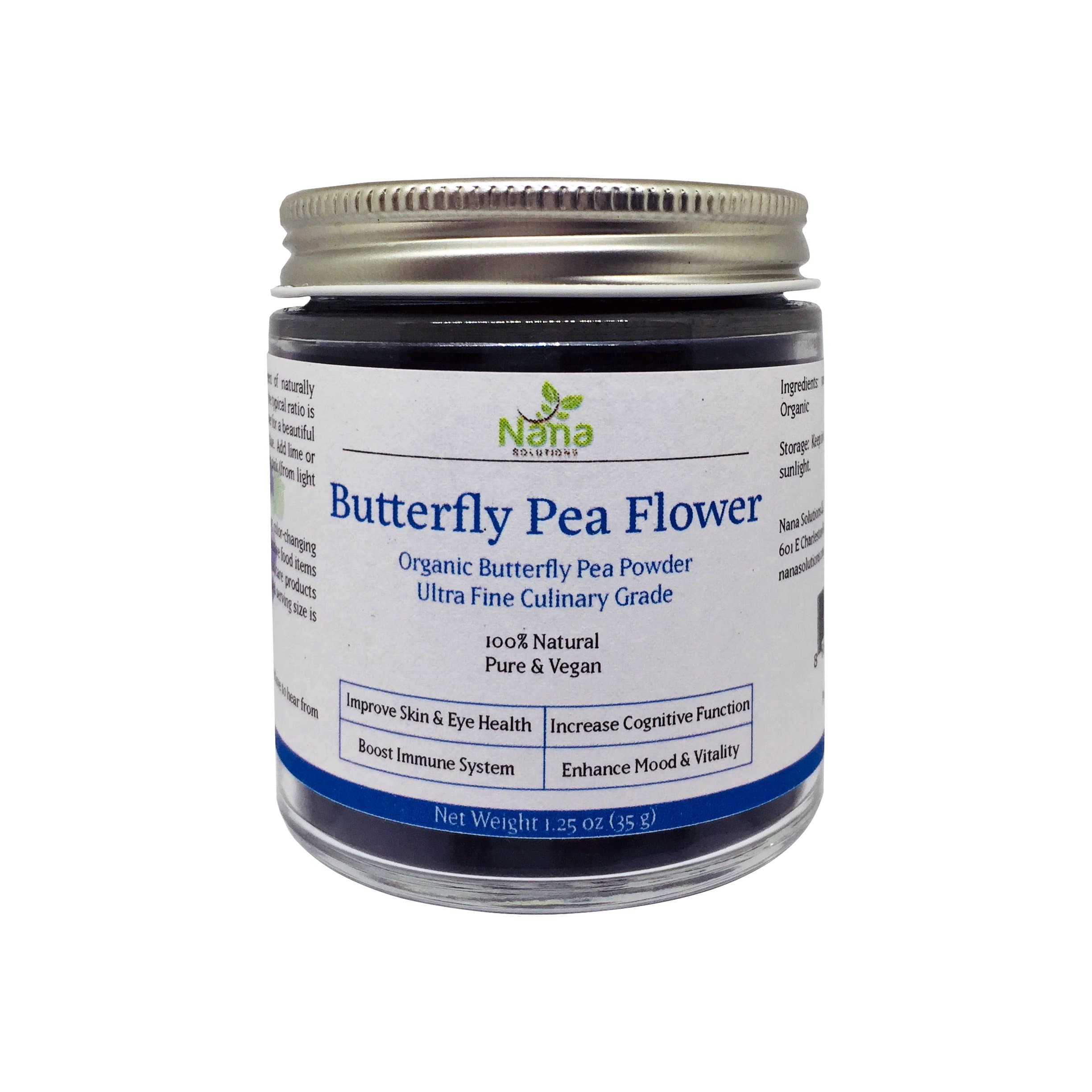 Butterfly Pea Flower Powder | 100% Organic, Authentic Thai Origin, Premium Culinary Grade | Caffeine-free Natural Energy & Focus Booster Anti-oxidant for Beverages, Smoothies, Baked Goods