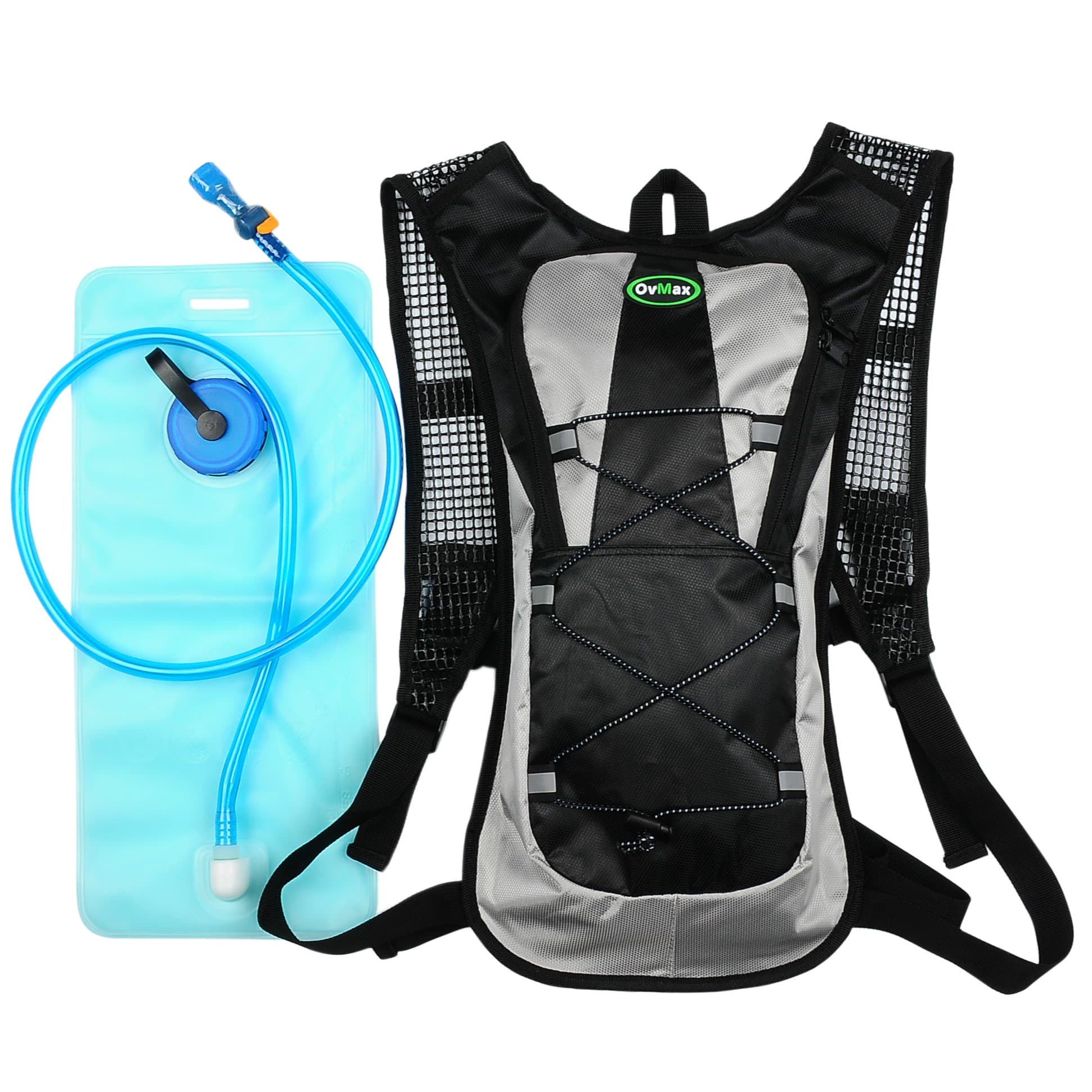 Hydration Pack with 2L Backpack Water Bladder Lightweight Outdoor Tactical Survival Reservoir Men Women Kids Camping Hiking Running Biking Bag (Black)