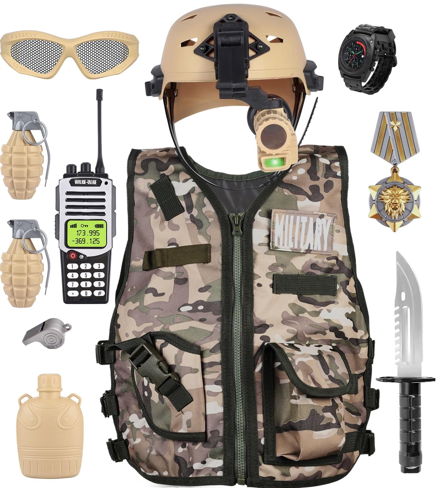Kids Army Military Combat Soldier Costume Halloween Party Role Play Dress up ...