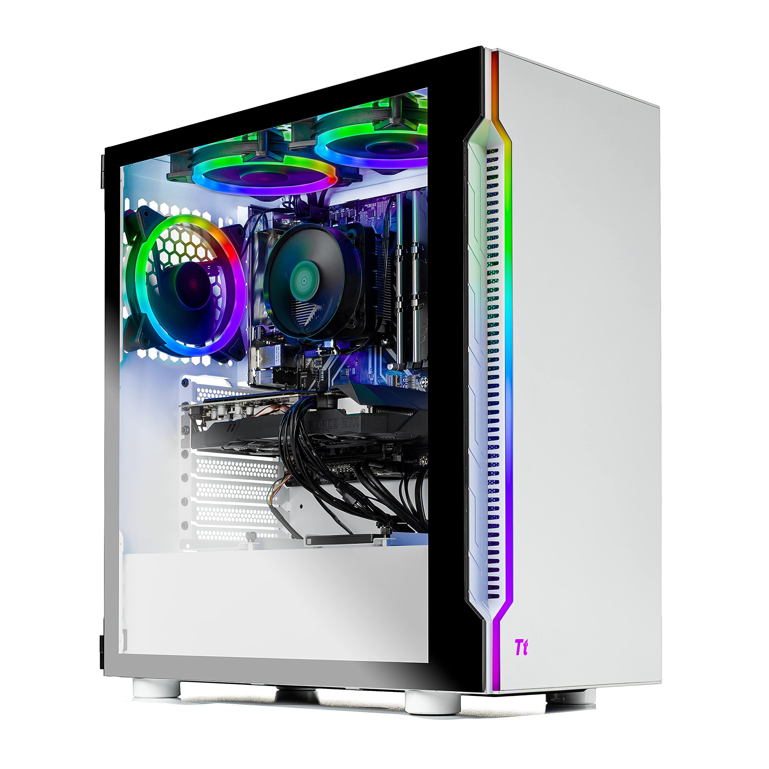 Skytech Gaming Archangel 3.0 Gaming Computer PC Desktop - Ryzen 5 3600 6-Core 3.6GHz, RTX 3060 12GB, 1TB SSD, 16GB DDR4 3000, RGB Fans, AC WiFi, 600W Gold PSU, Windows 10 Home 64-bit, White