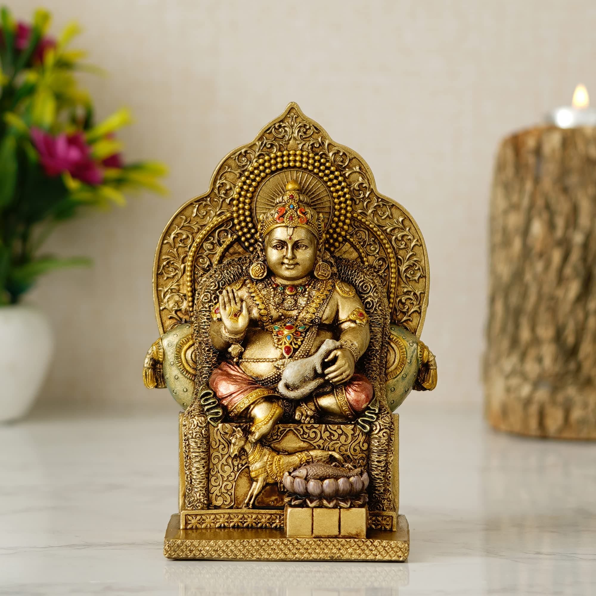 7 Poly Resin Lord Kuber Statue for Wealth and Harmony | God kuber Idol | Murti | Statue | showpiece for Home | Kuber ji ki murti for puja Decorative Showpiece. (Multi Color)