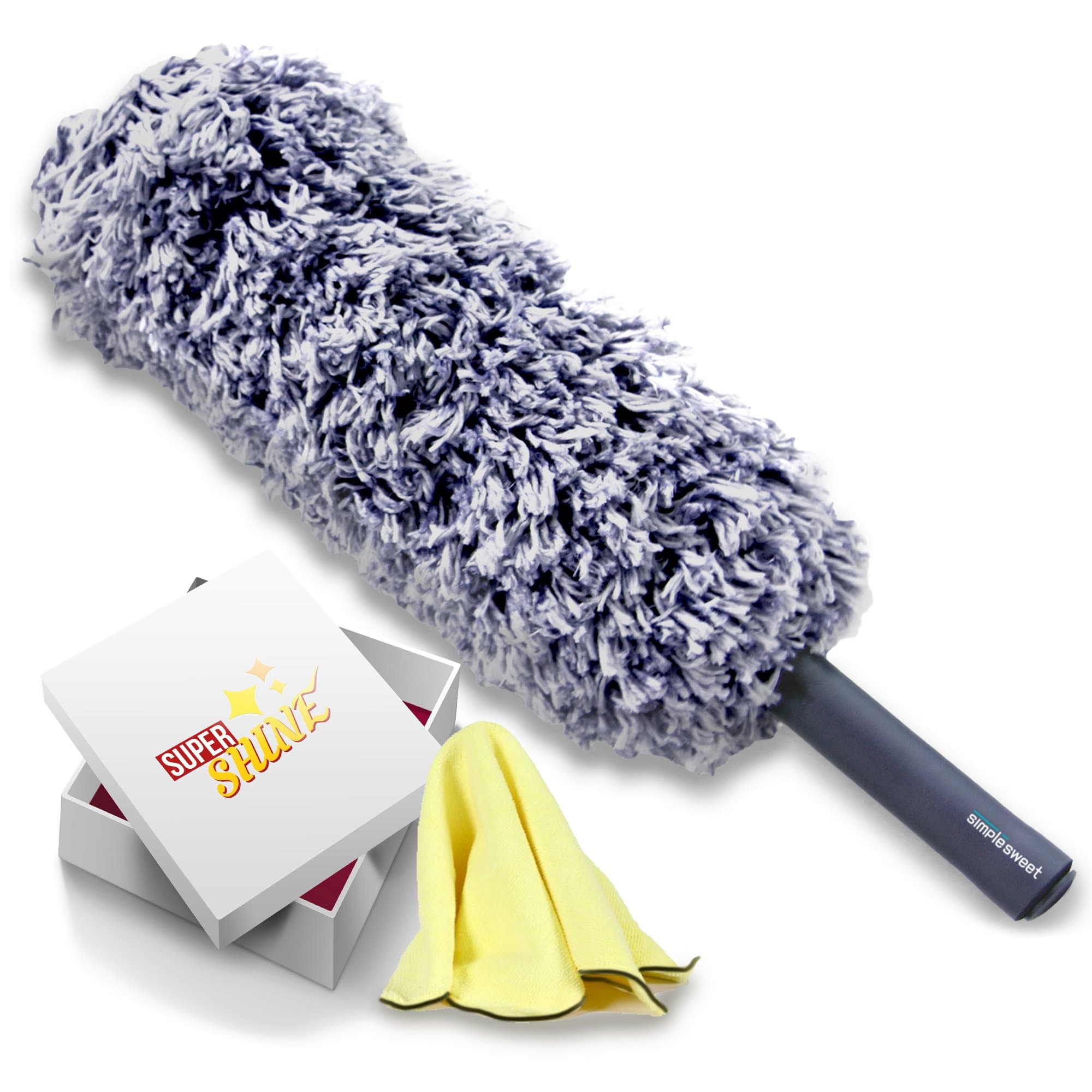 SimpleSweet Dust Meister Waterless Wash Kit. 24 inch Duster and Polishing Plush Towel Inside