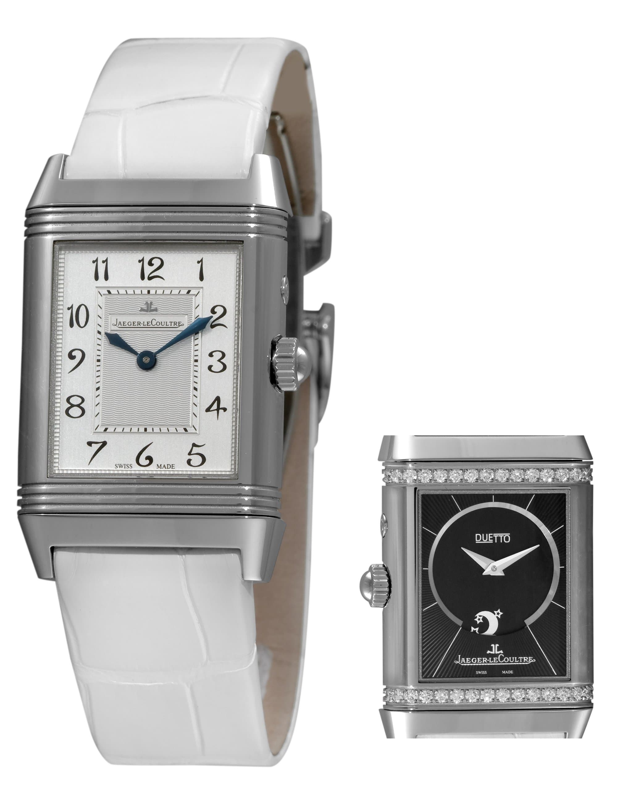 Jaeger-LeCoultre Ladies Reverso Duetto White Strap Diamond Watch 2698420