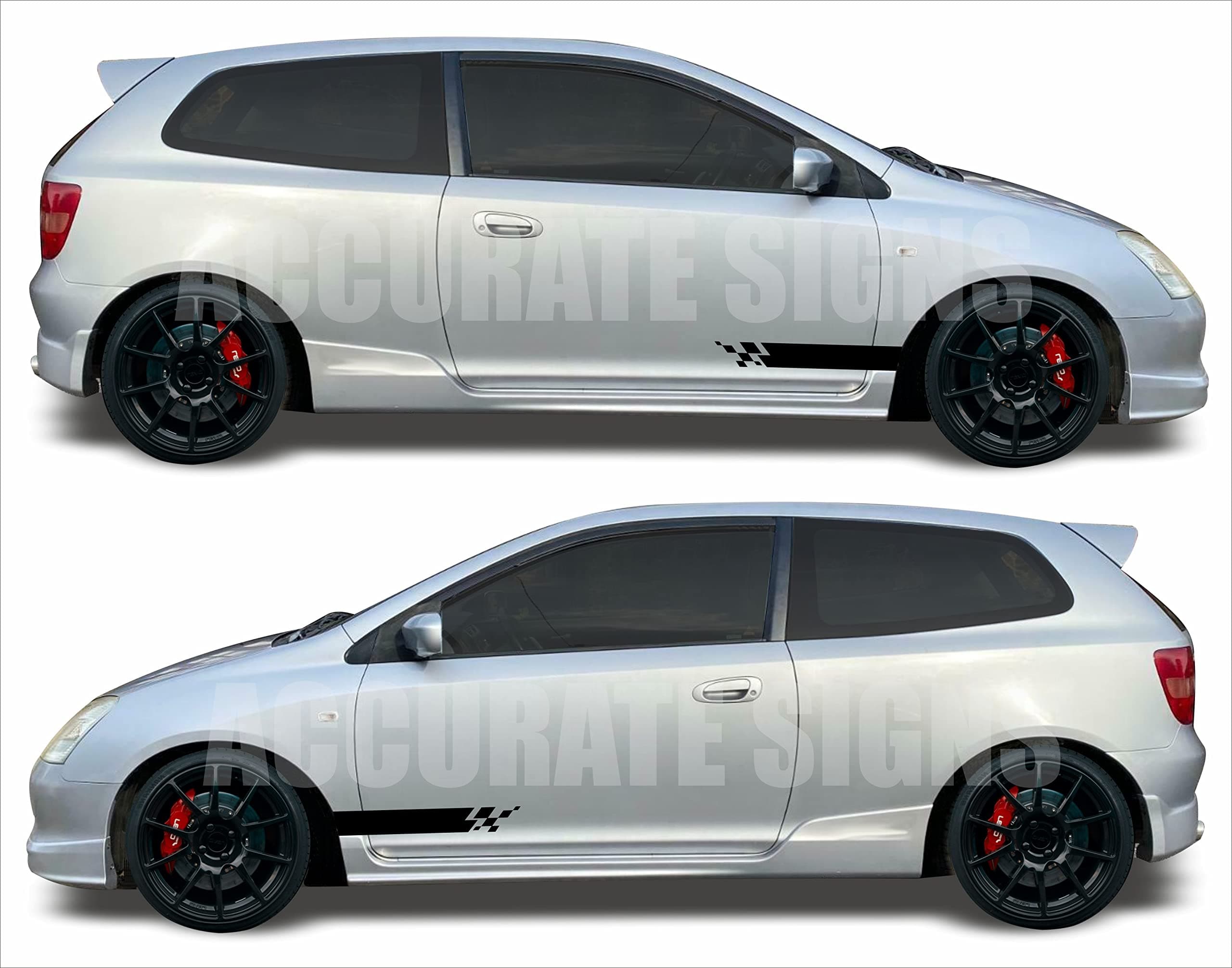 Stickers for Civic side Stripes Checkered Graphics Decals Sticker Kit