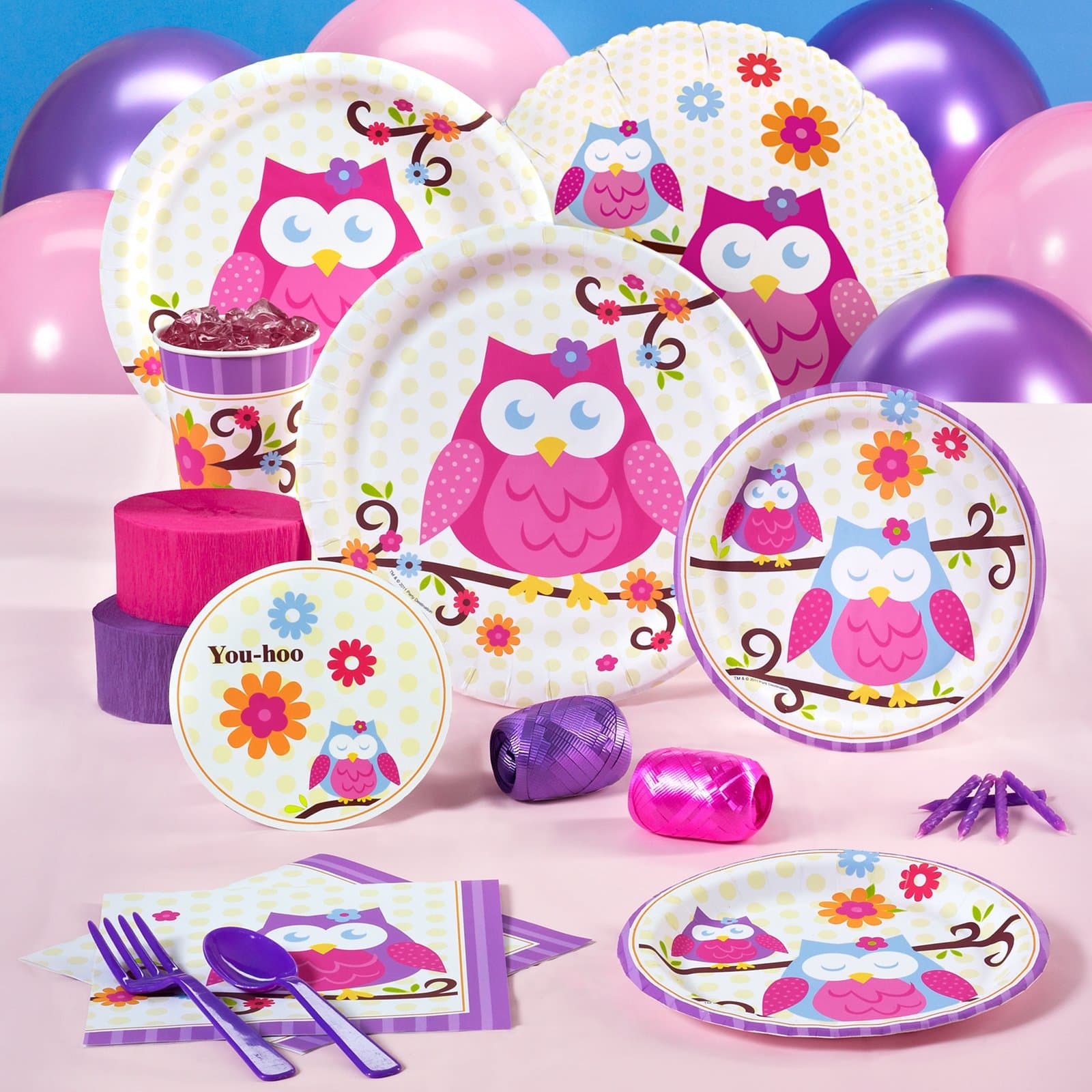 BirthdayExpress Owl Blossom Party Supplies - Standard Party Pack for 16