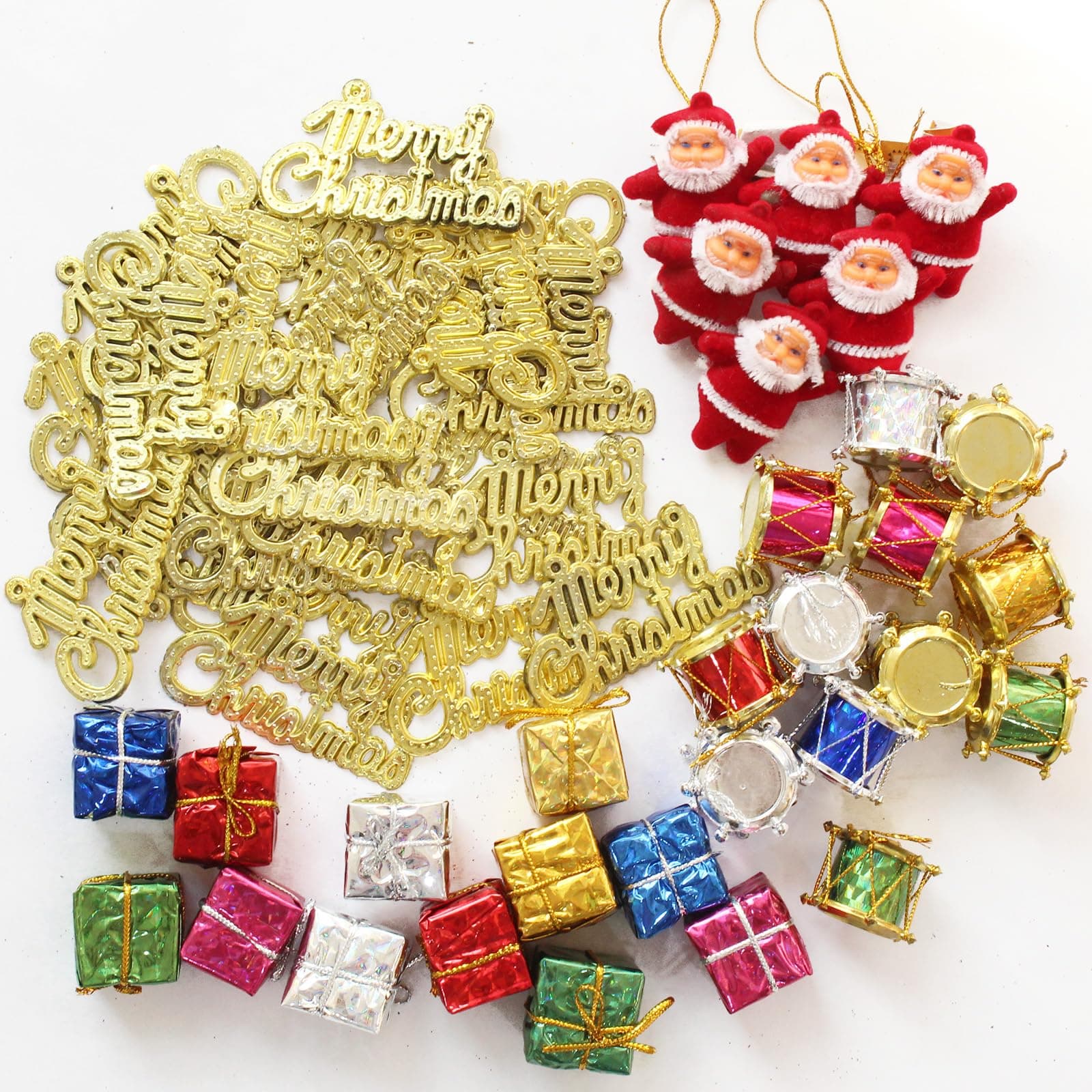 TIED RIBBONS Pack of 54 Christmas Tree Decoration Ornaments Items Hanging Accessories Combo Pack - Christmas Decorations Items for Home