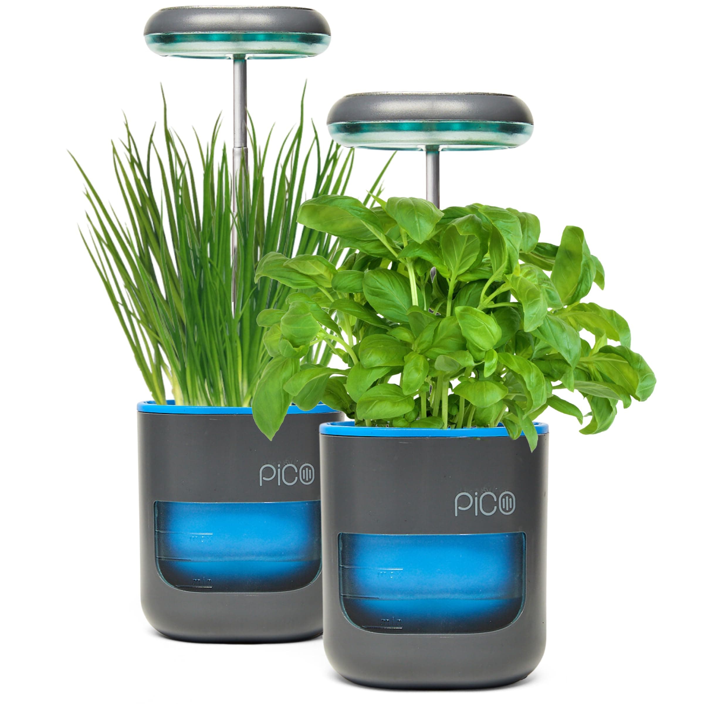 Pico プランター ハーブガーデン - 屋内プランター - コンパクト - LEDグローライト付き自己散水 - USB-Cケーブル付属 - 高さ調節可能 - 小さな植物に最適 - オプションのタイマー付きマルチマウント - フルスペクトル