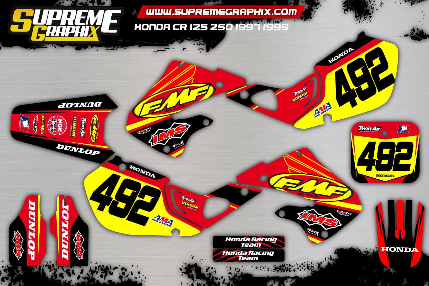 Kit Adhesives Matte Honda CR 125 250 1997 1999 ADESIVI Stickers Aufkleber Kleber