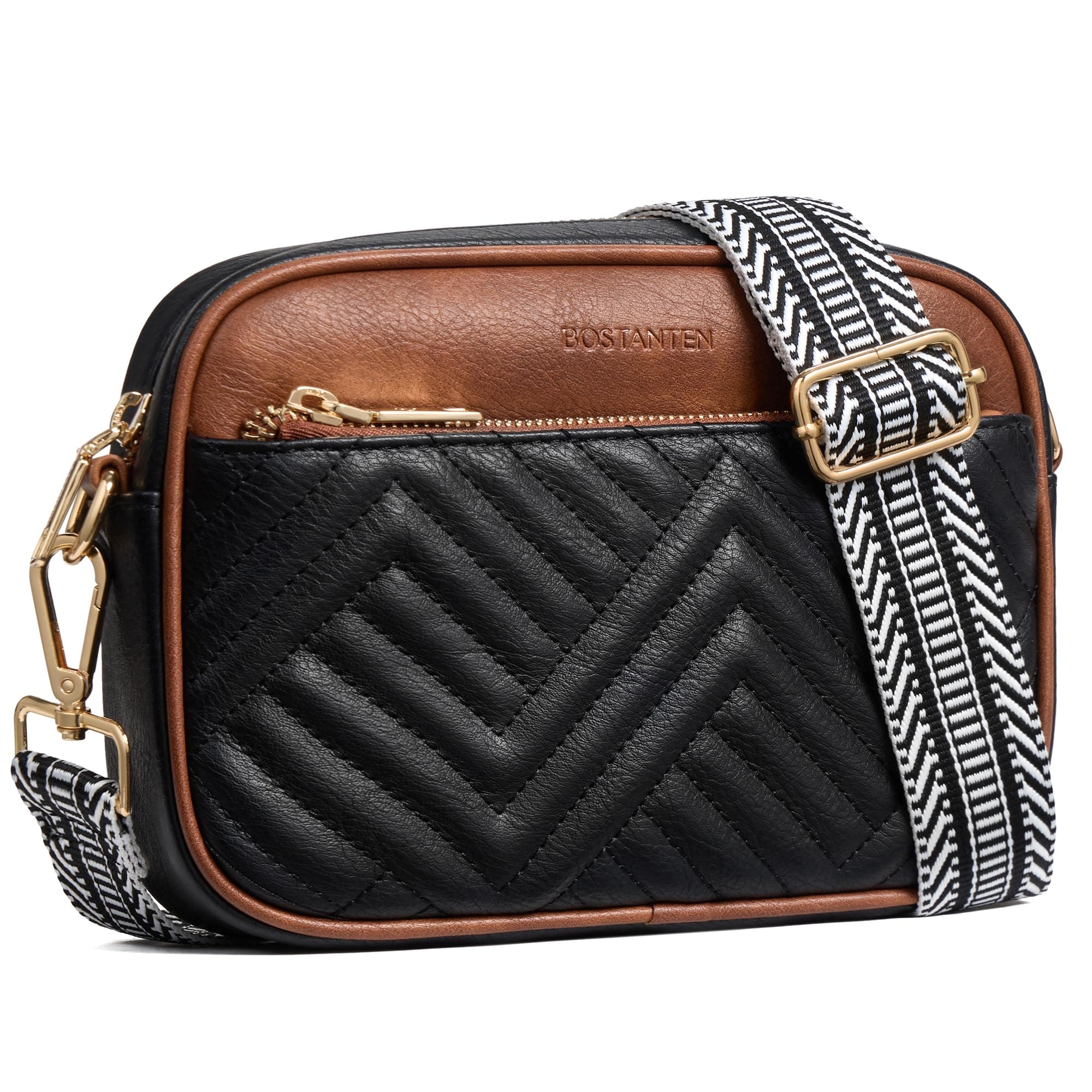 Quilted Crossbody Bags for Women Vegan Leather Purses Small Shoulder Handbags with Wide Strap