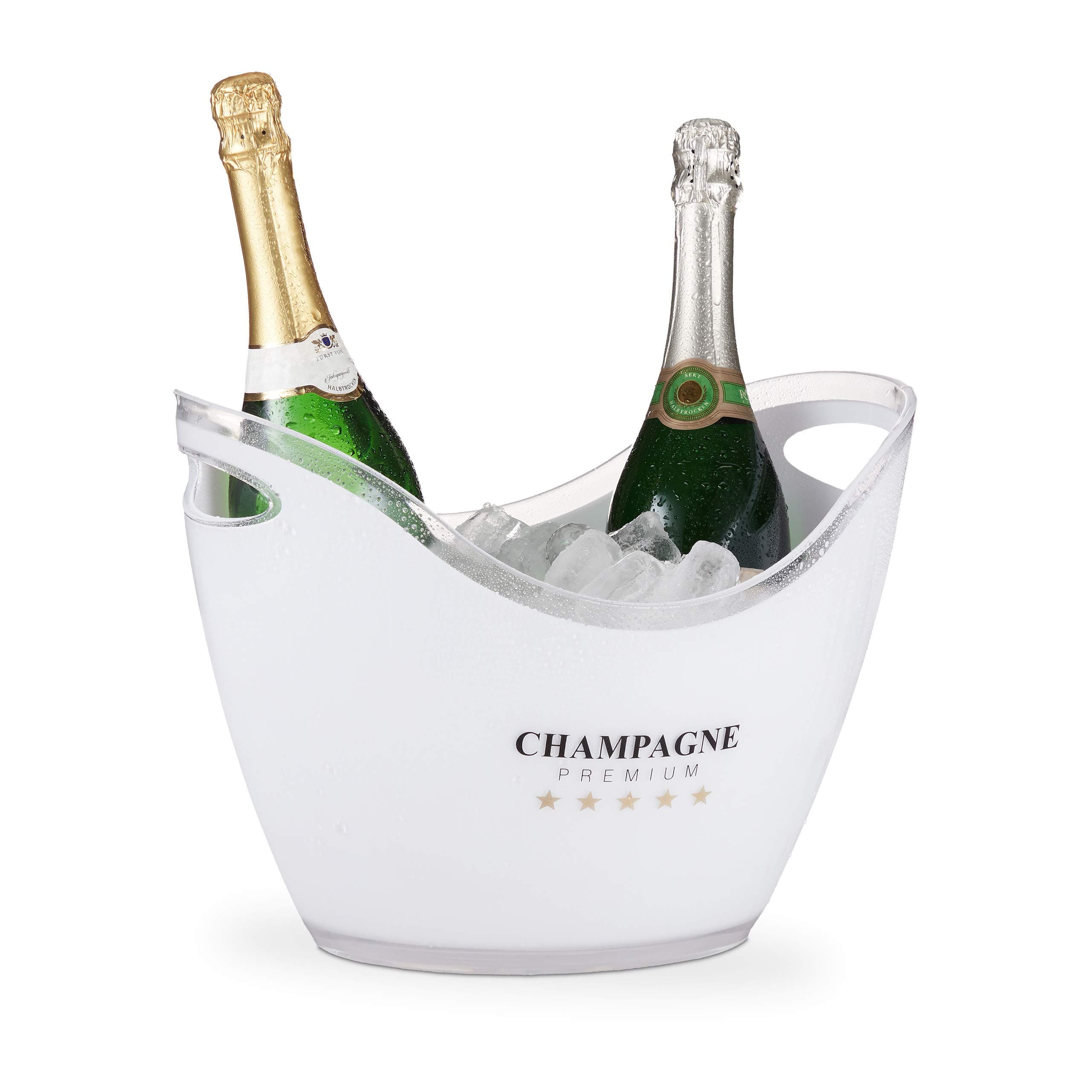 Relaxdays 10028655 Champagne Cooler Champagne Premium 6 L Volume Cooling Drinks Champagne Cooler H x W x D: 25.5 x 34.5 x 26 cm White