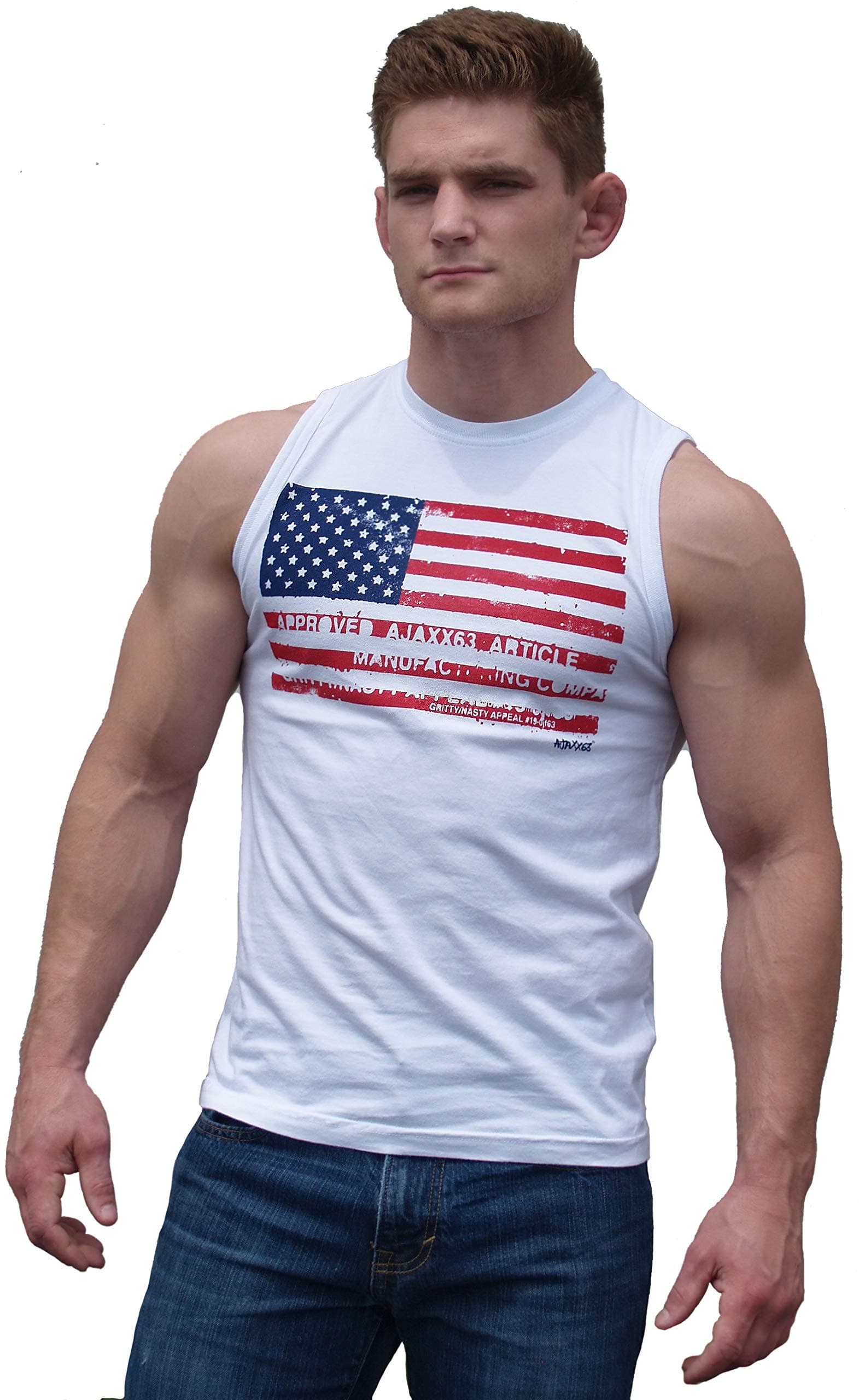 Ajaxx63Men's SL American Flag Muscle Sleeveless T-Shirt