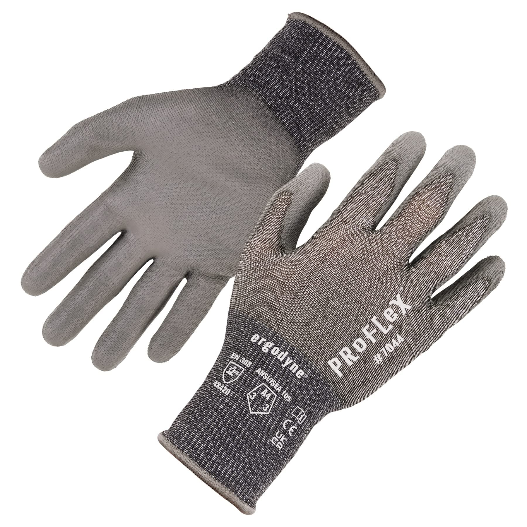 Ergodyne ProFlex 7044 Cut Resistant Work Gloves, ANSI A4, PU Coated Palms for Flexible No Slip Grip. Superior Fit and Feel