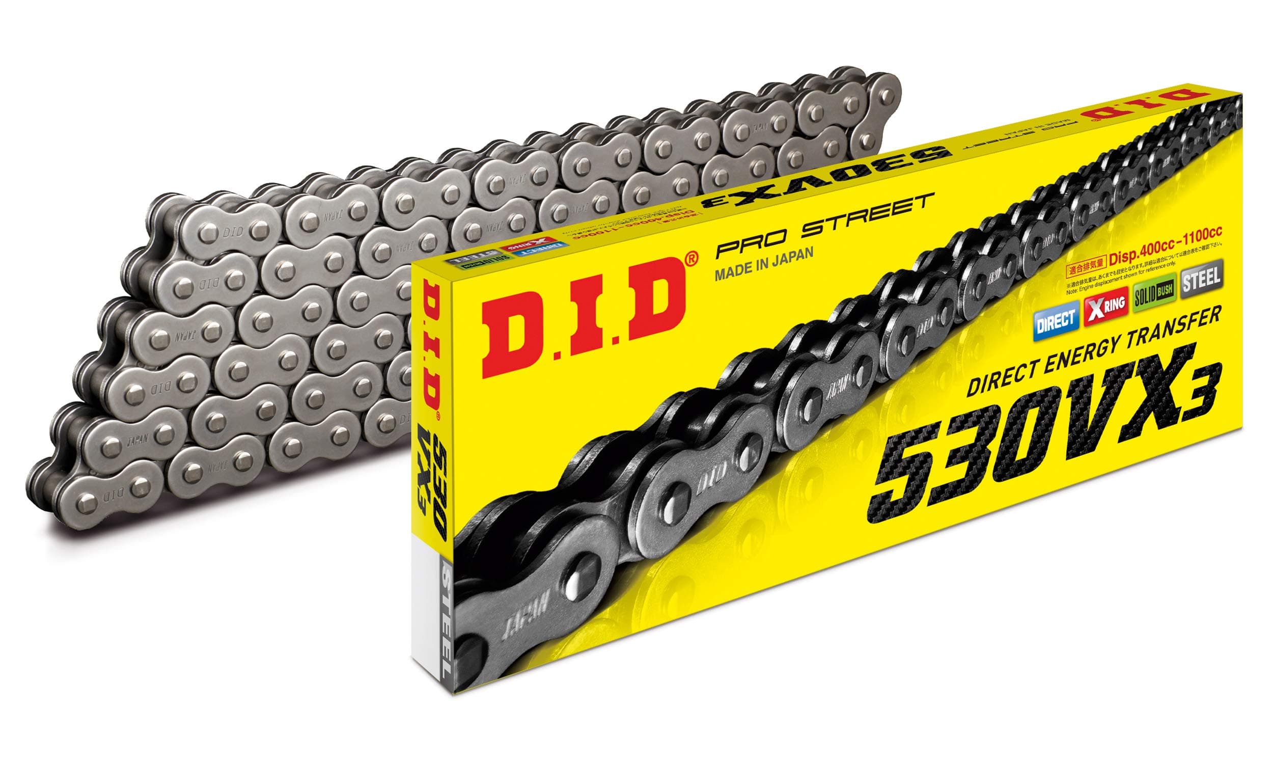 DID (530VX3X118ZB) Steel 118 Link High Performance VX Series X-Ring Chain with Connecting Link