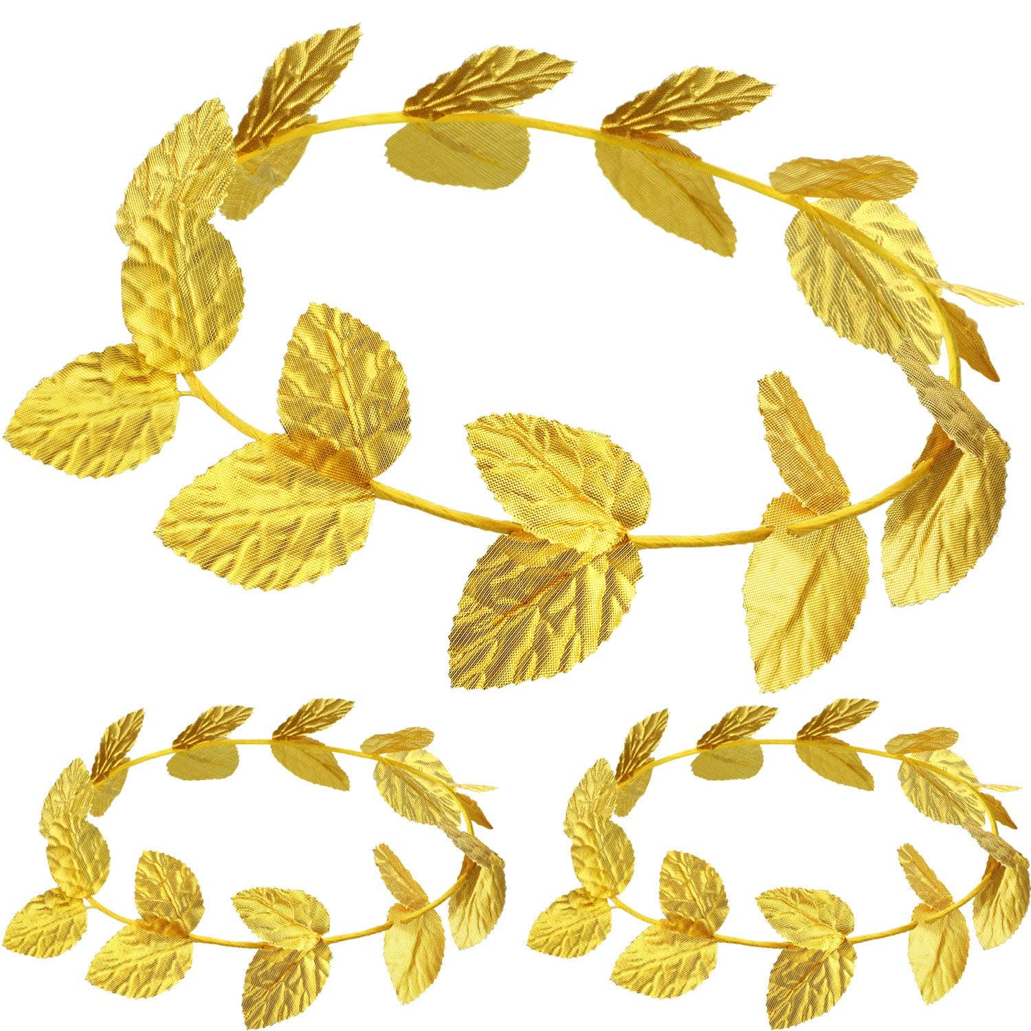 Gold Laurel Crown Wreath Greek Leaf Headband Toga Party Roman Caesar Headpiece Goddess Costume for Women Men Wedding Emperor Headwear, Circlet 7.3 Inches in Diameter
