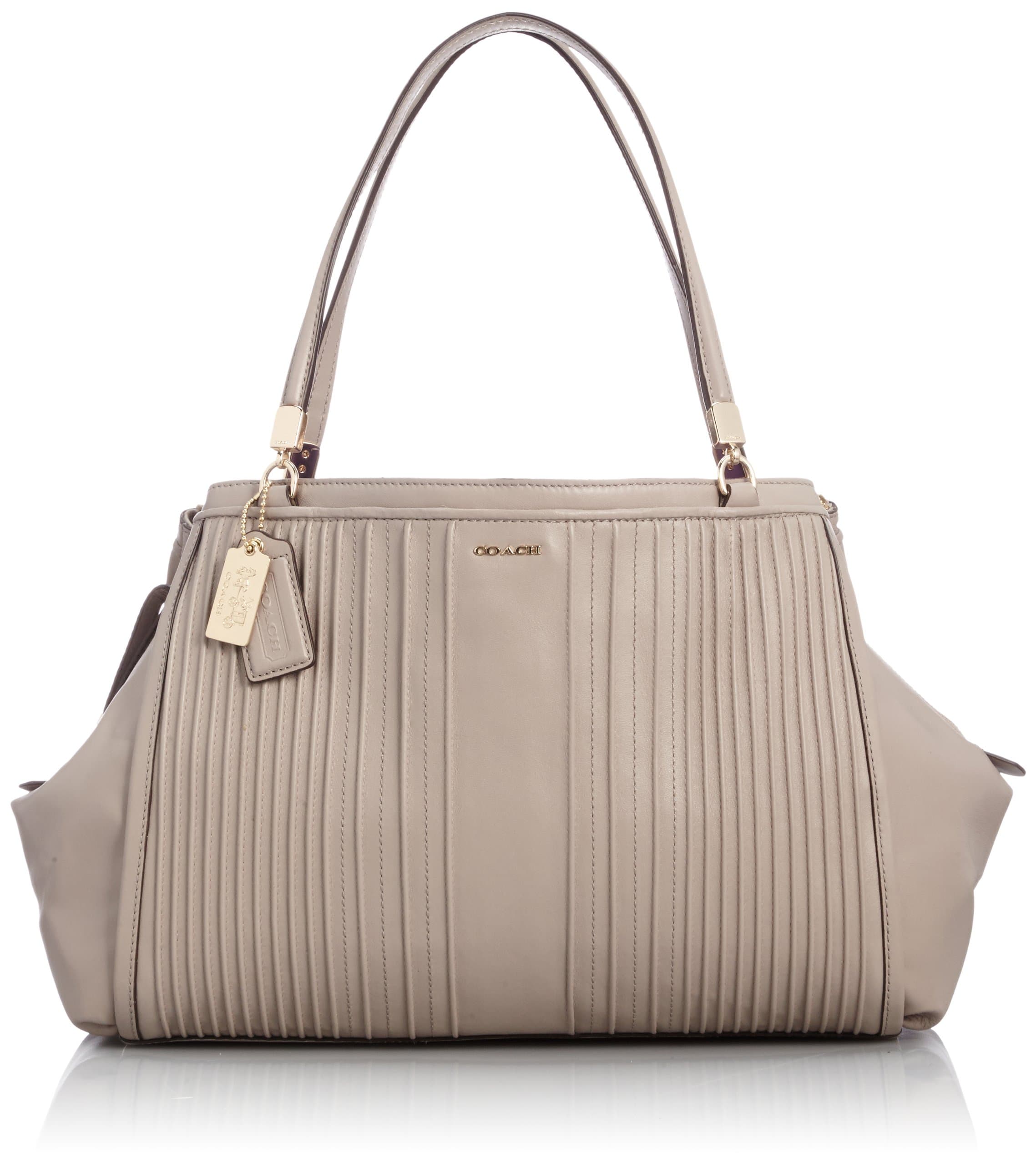 COACH Madison Pintuck Café Carryall Shoulder Bag Light Gold/Grey Birch One Size