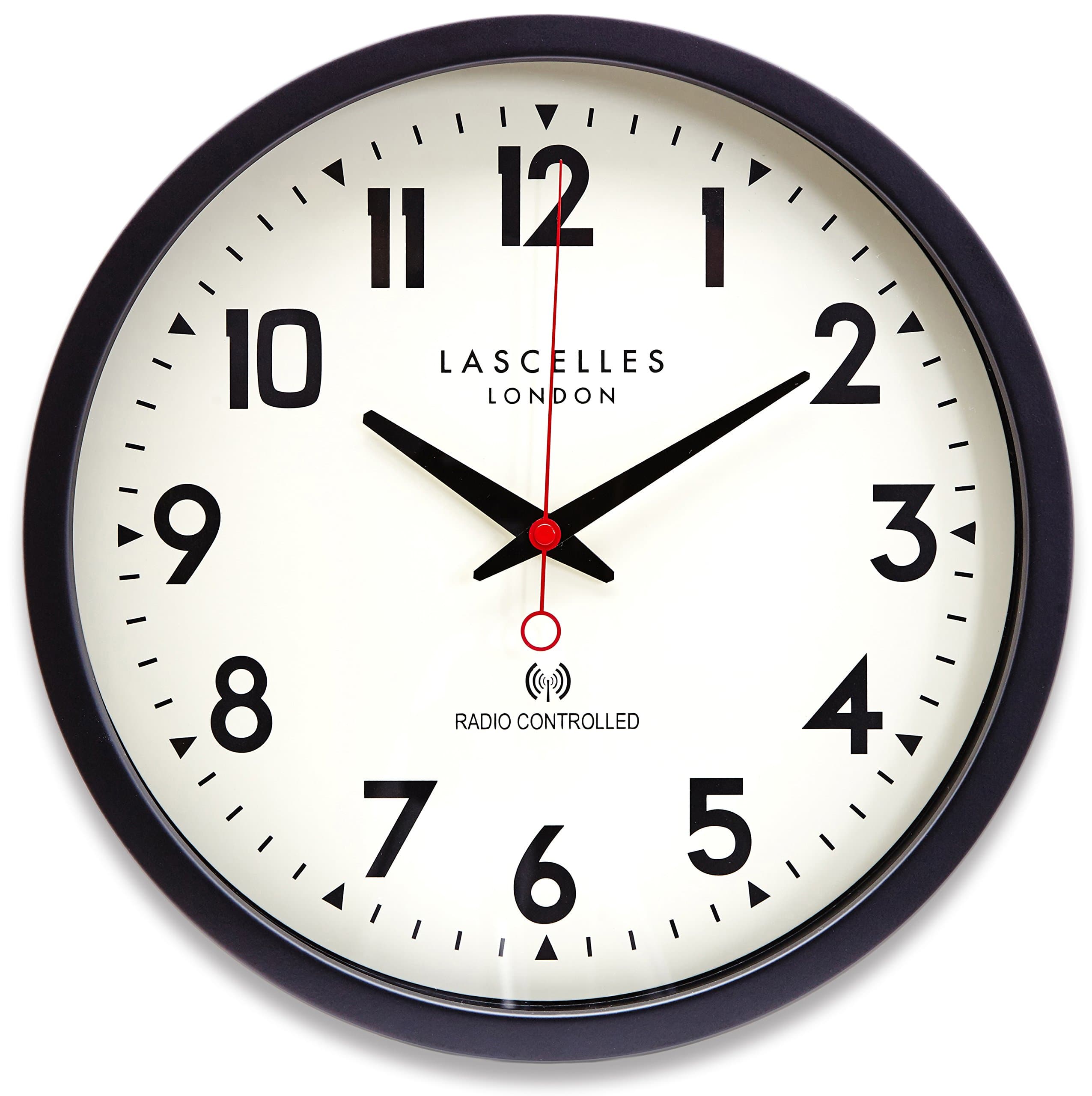 Roger Lascelles Radio Controlled Wall Clock, Black, RC/LASC/BLACK