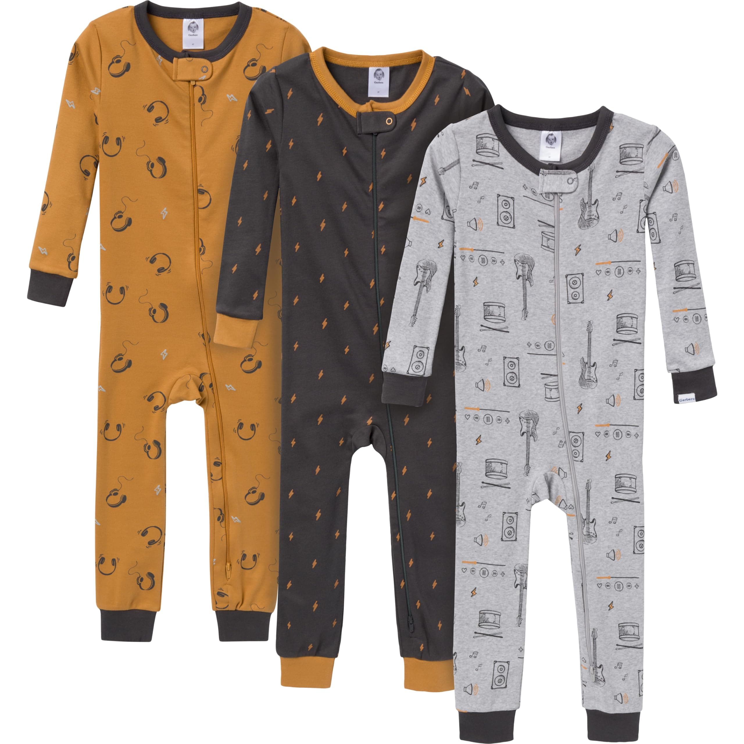 Gerber baby-girls 3-pack Snug Fit Footless One-piece Cotton Pajamas