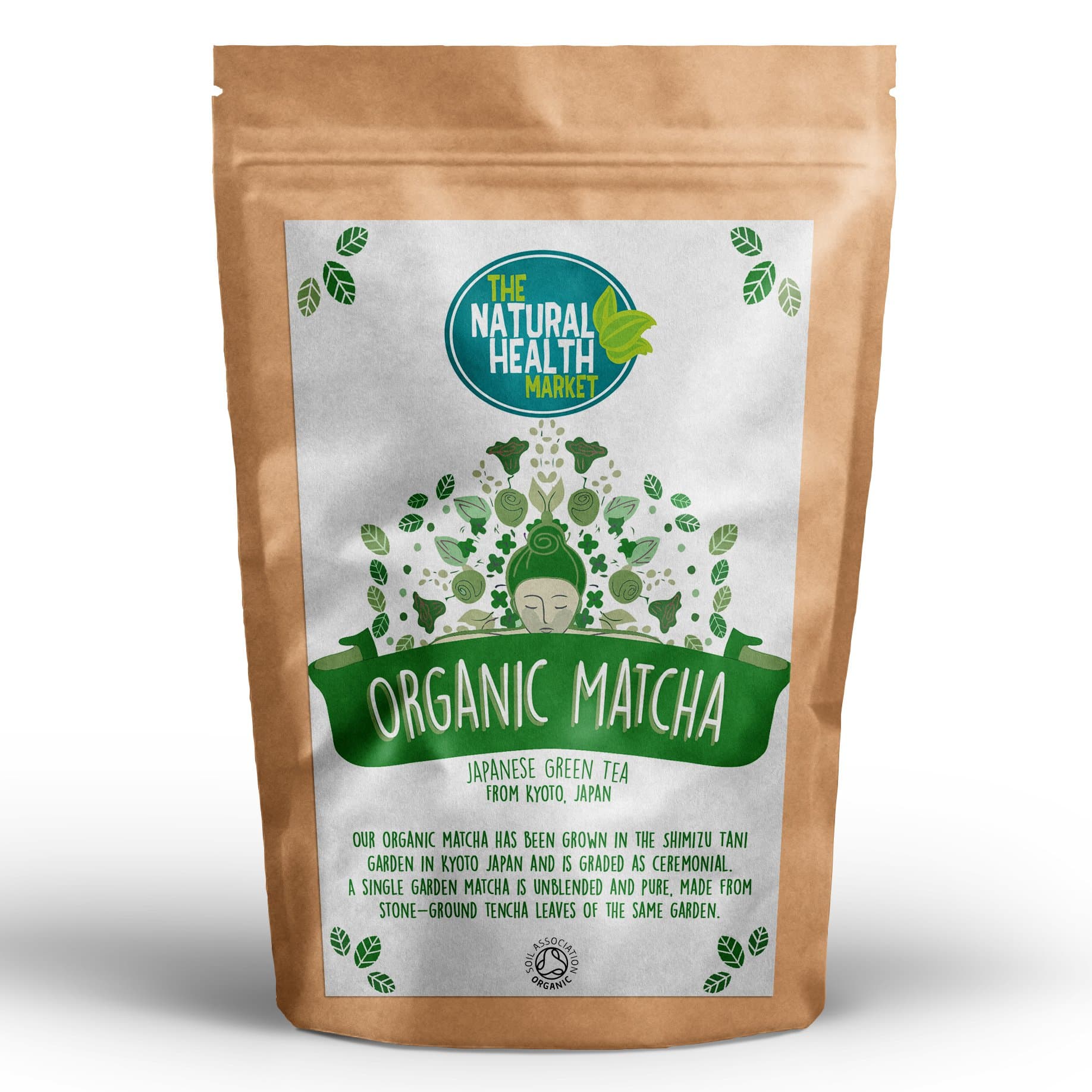 Organic Matcha Tea By The Natural Health Market • Organic Green Tea From Japan • Ceremonial Grade Single Garden Cultivar • Traditionally Grown and Stone Ground in Kyoto (200g)