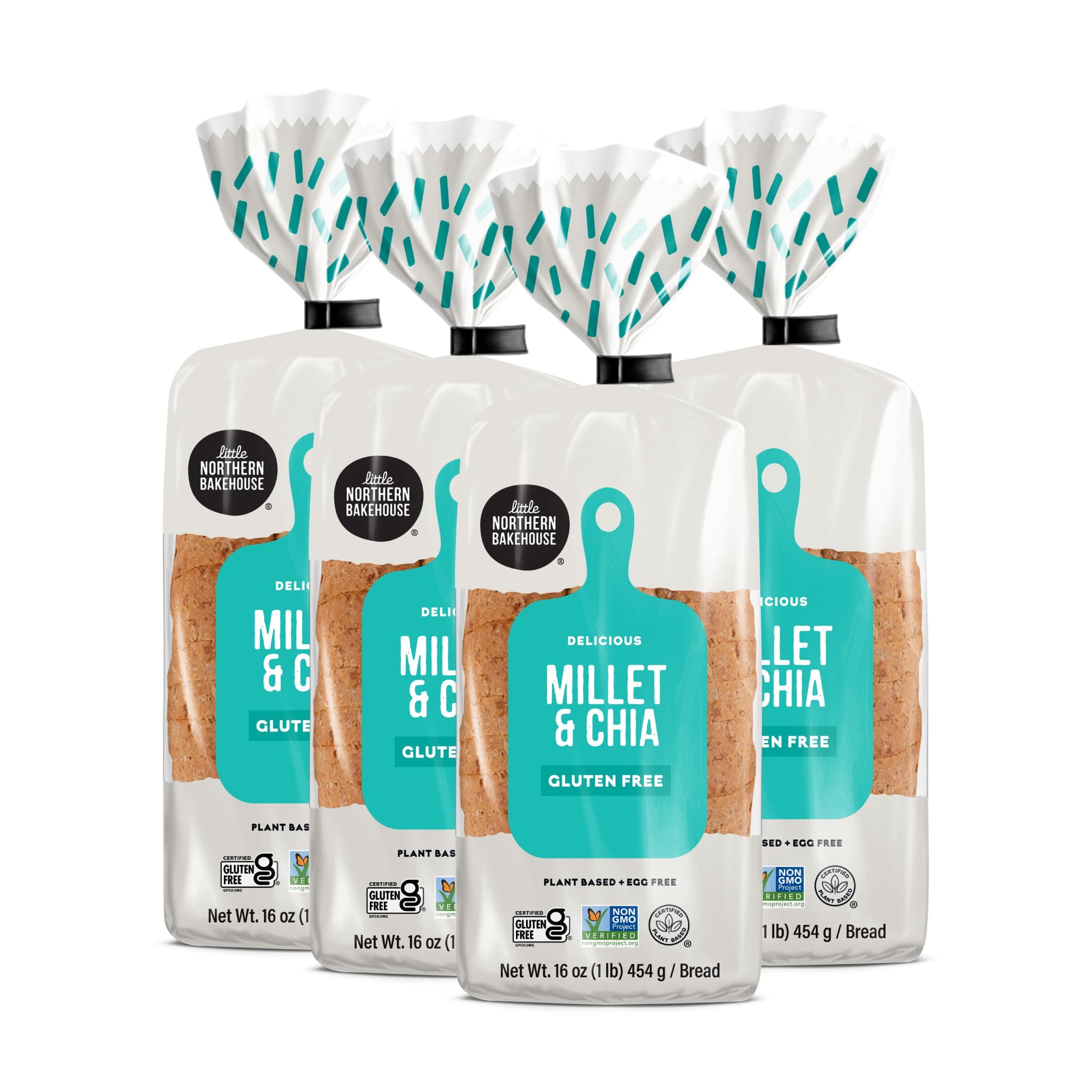 Little Northern Bakehouse Millet & Chia Gluten Free Bread, Non-GMO and Allergy-Friendly Sliced Bread (4 pack, 16 oz. each)