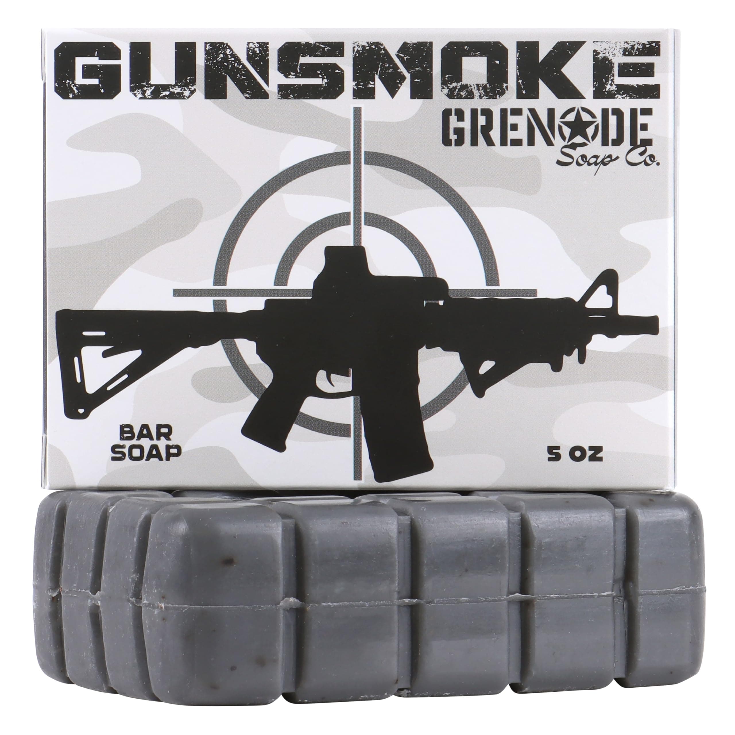GRENADE Gunsmoke Bar Soap for Men Body and Face Natural Cleanser Fresh Masculine Scent Gift for Him American Made