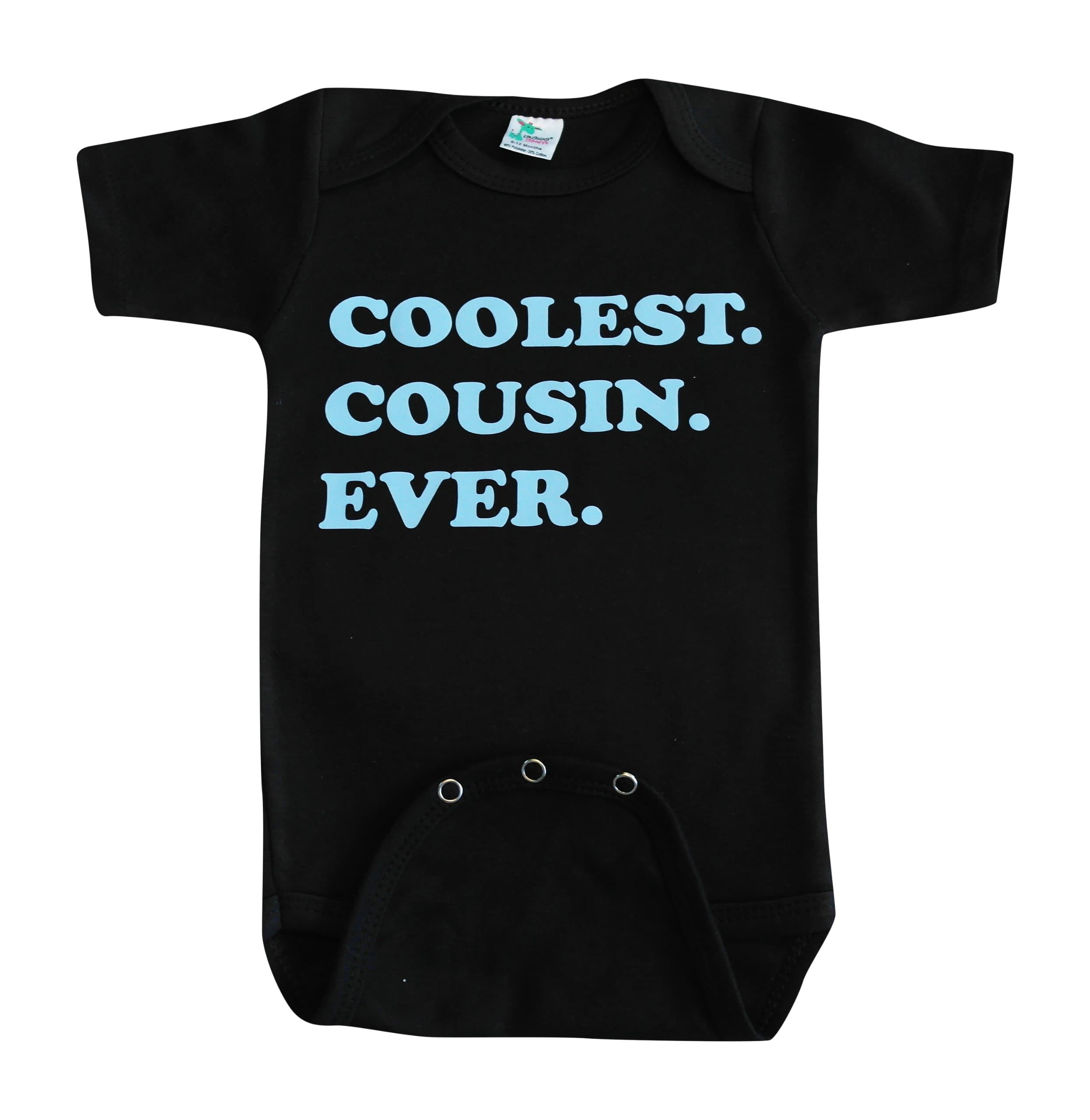 Baby Cool Cousin Black Bodysuit Blue Print