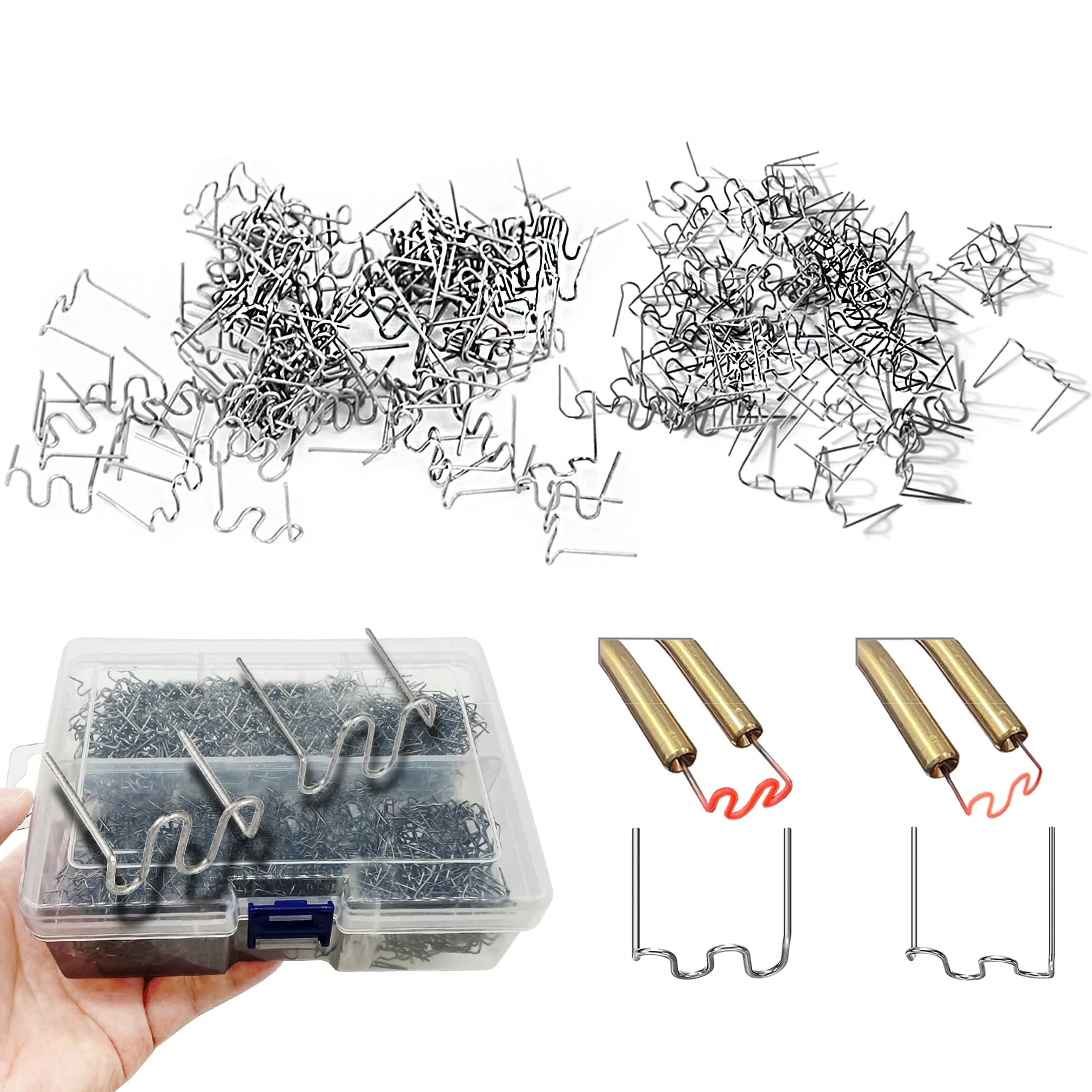Allturn1200pcs Plastic Welding Staples,Hot Staples Bumper Repair Welding Wire for Repair Machine Car Bumpers Dashboards Lamp Holders Plastics Rings Daily Plastics Supplies 0.8&0.6 mm (Wave Shape)