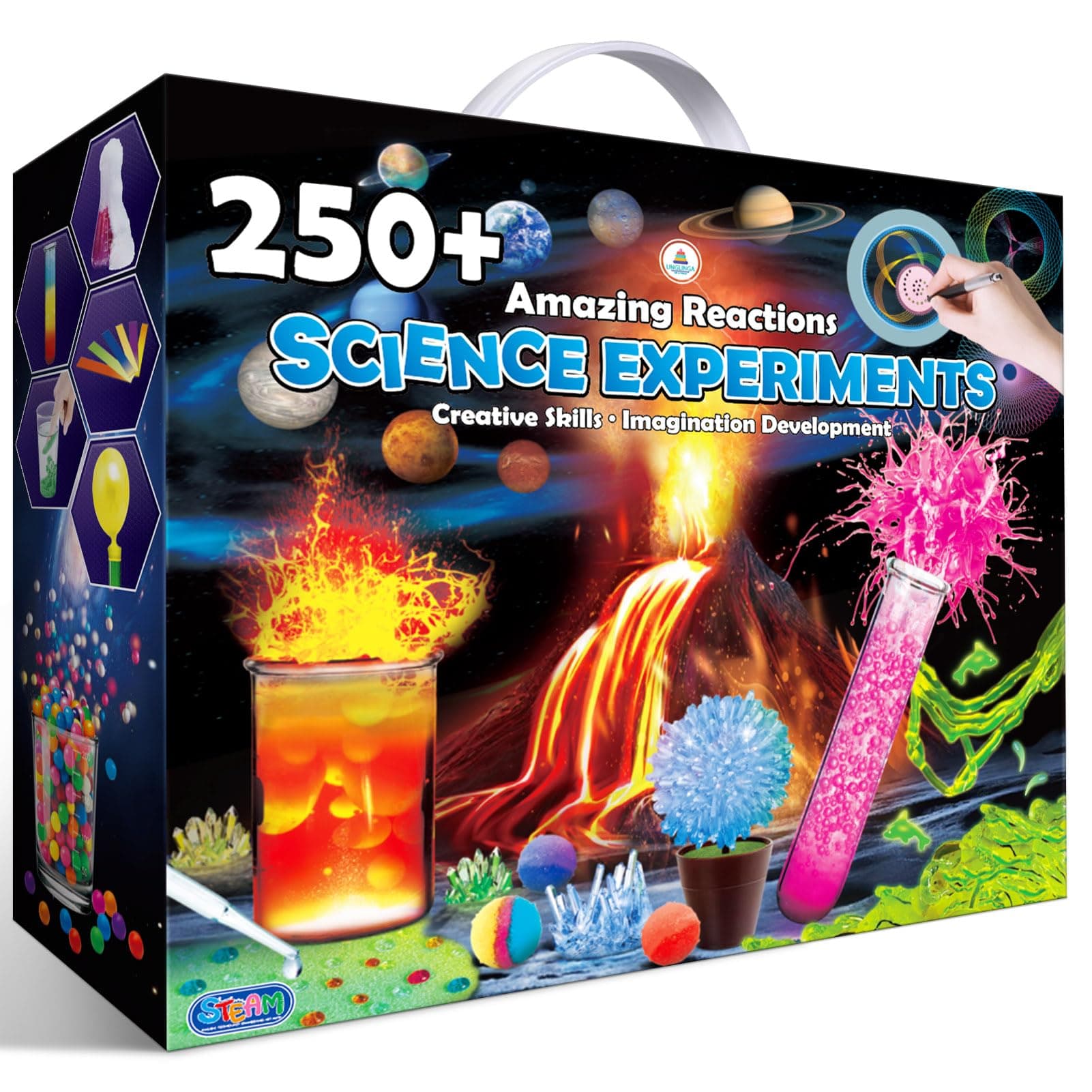 UNGLINGA250+ Science Experiments Kits Age 8+ for Kids, Boys Girls Toys Birthday Gifts Ideas, Chemistry Set, S.T.E.M Activities Educational Project, Volcano Scientist Kit