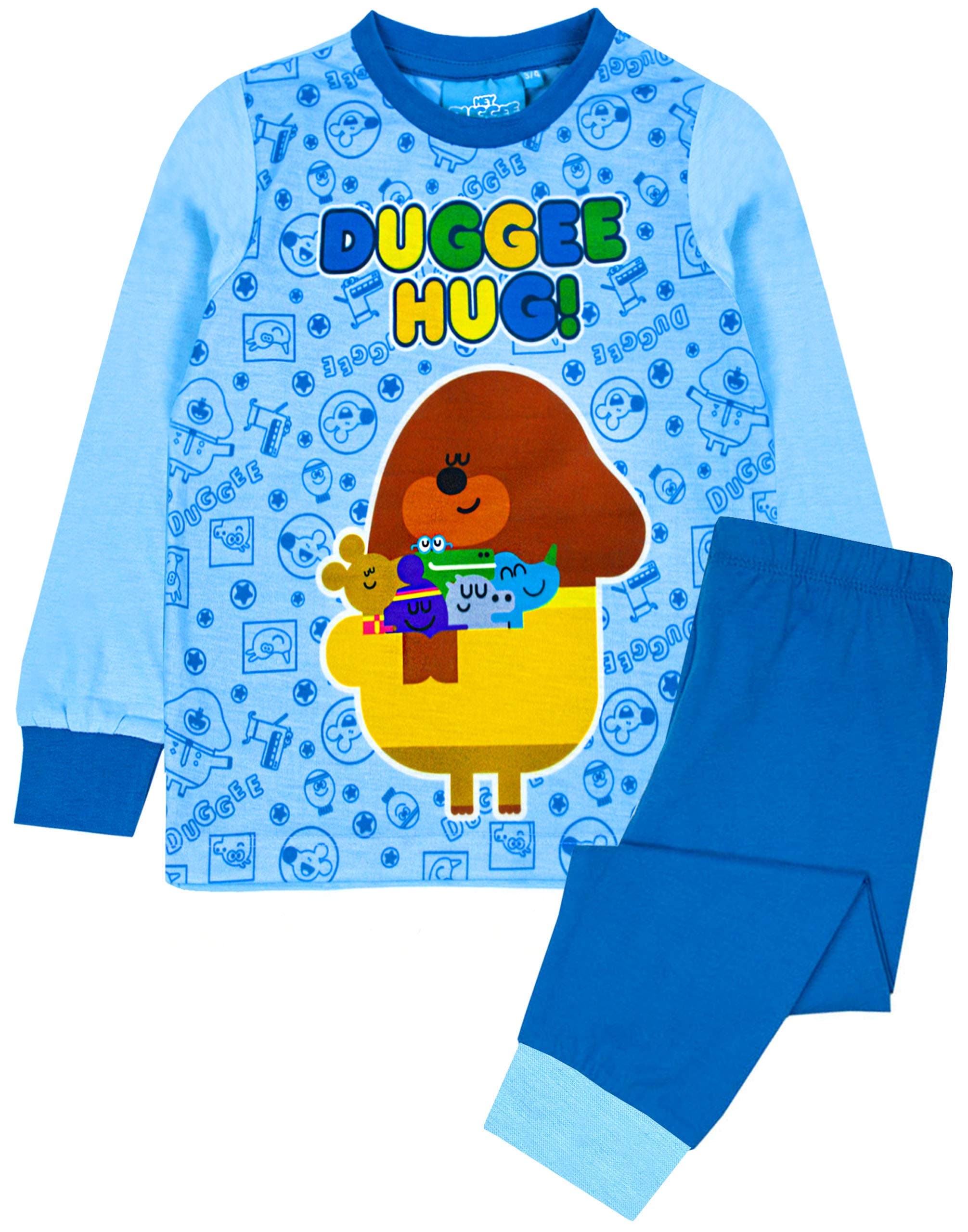 Pyjamas For Boys | Kids Hug Blue T-Shirt & Long Length Bottom Pajamas | Childrens TV Show Merchandise