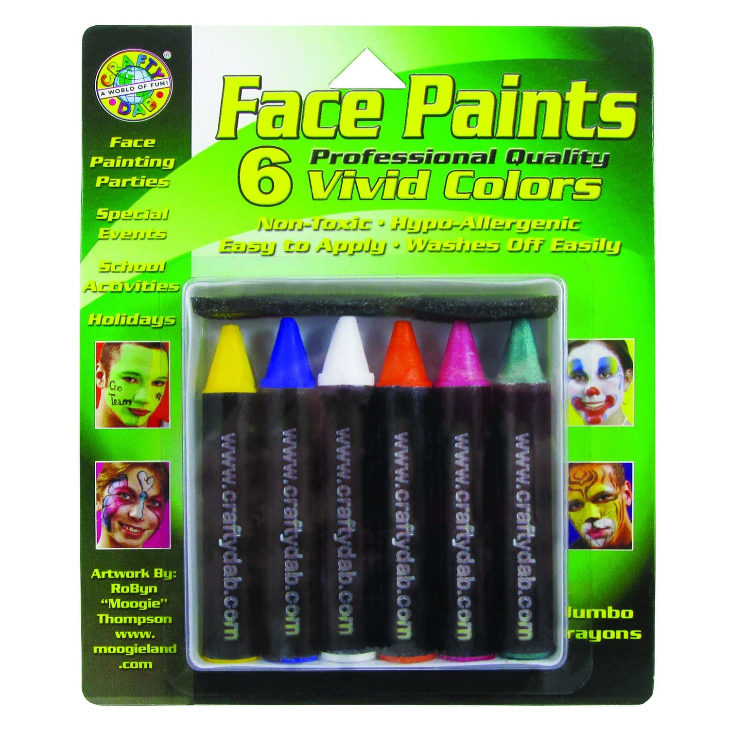 Crafty DabFace Paint Jumbo Crayons - Vivid Colors