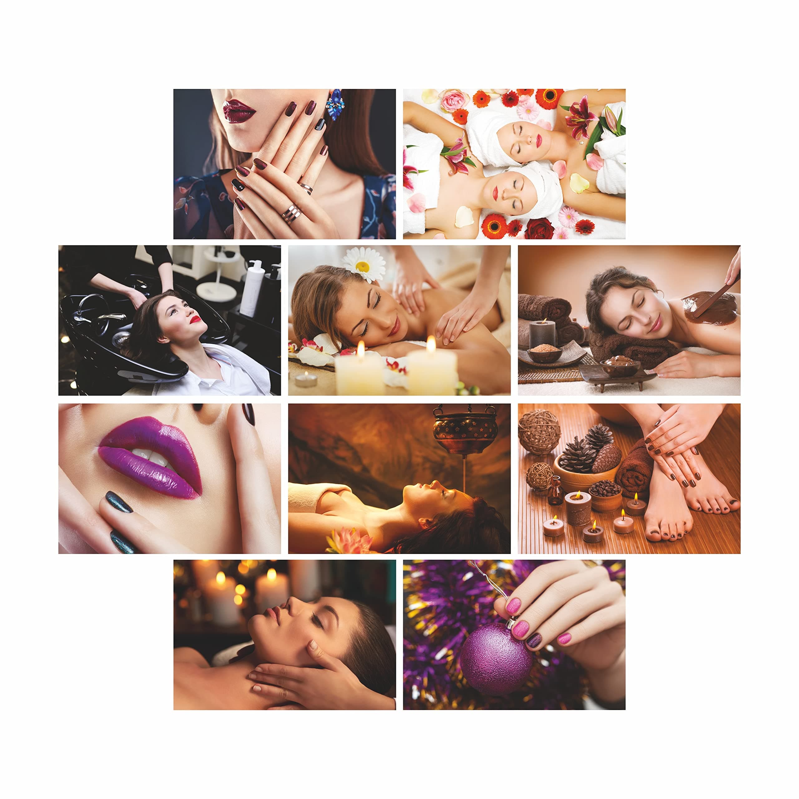 Spa Posters Salon Posters 13 Inch X 19 Inch* Beauty Parlour Spa Wall Decor Spa Decor Set Of 10 Without Frame Multicolor