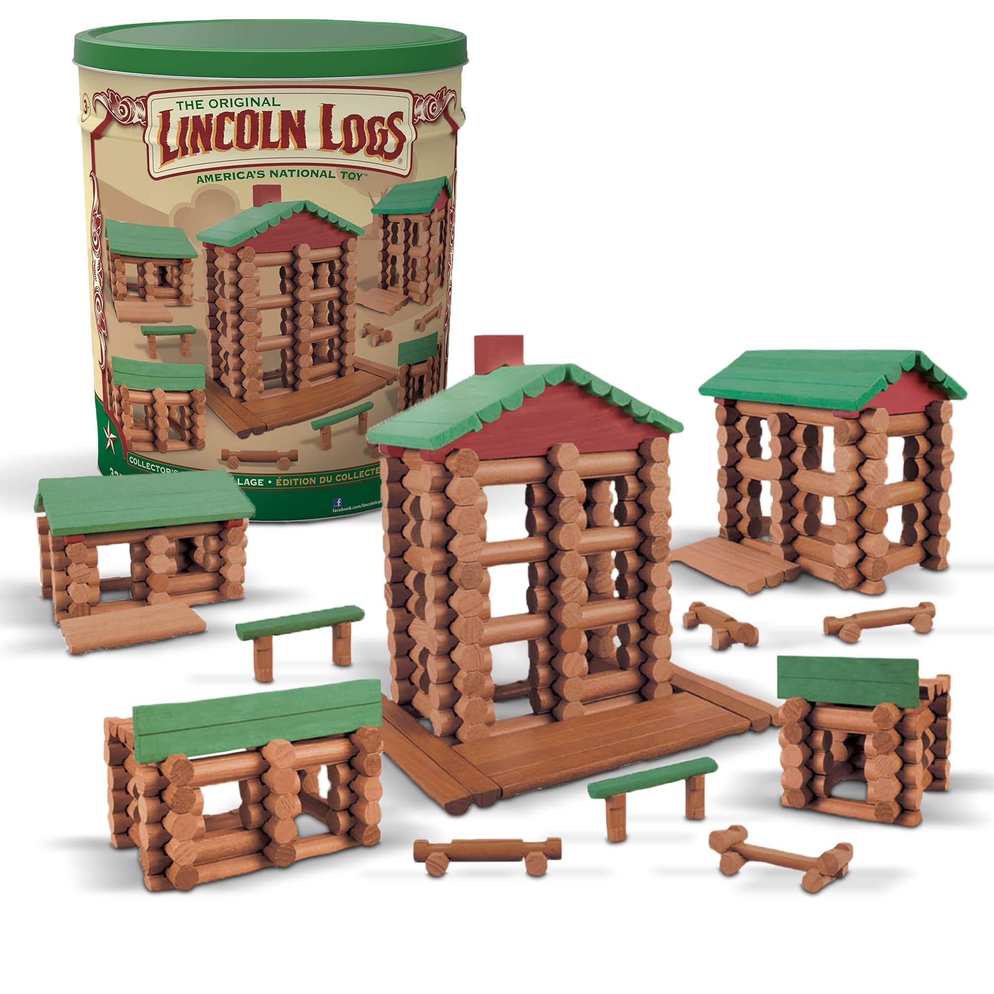 Collector's Edition Village Set - 327 Real Wood Pieces, Ages 3+, Retro Building Toy for Boys/Girls, Creative Construction Game