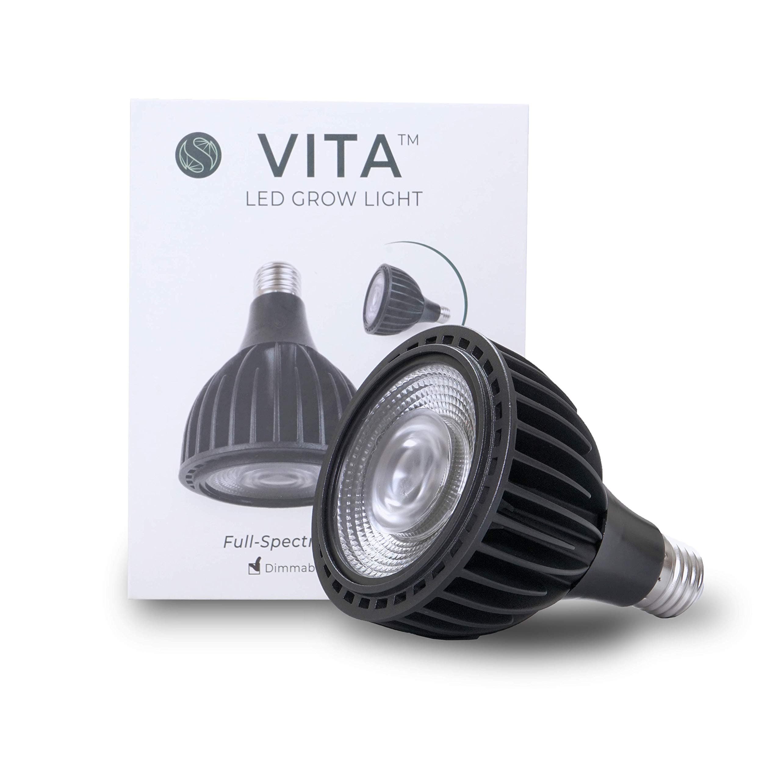 SOLTECH SOLUTIONSVita™ LED Grow Light Bulb Full Spectrum for Indoor Plants 24"-84" Below Light - DIMMABLE - 20 Watt-3000K - Black and White Available (Black)