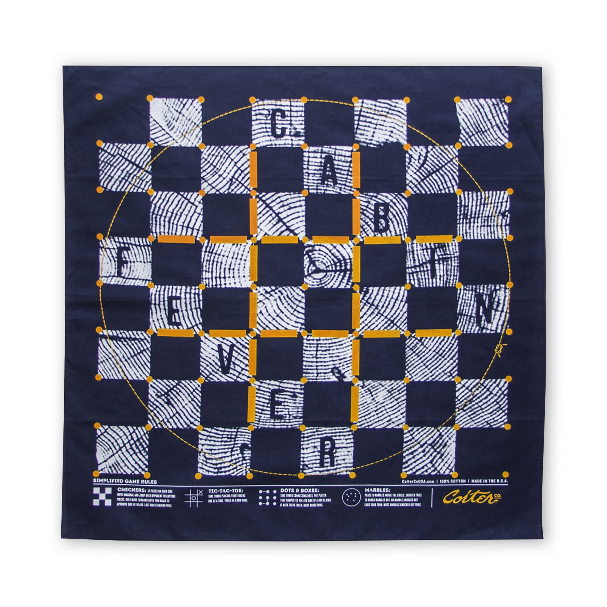 Cabin Fever Bandana - 100% Cotton, Bandanas For Men, Women, & Kids, Mens Handkerchiefs, Cotton Blend Festival Accessories, Navy Blue 22x22