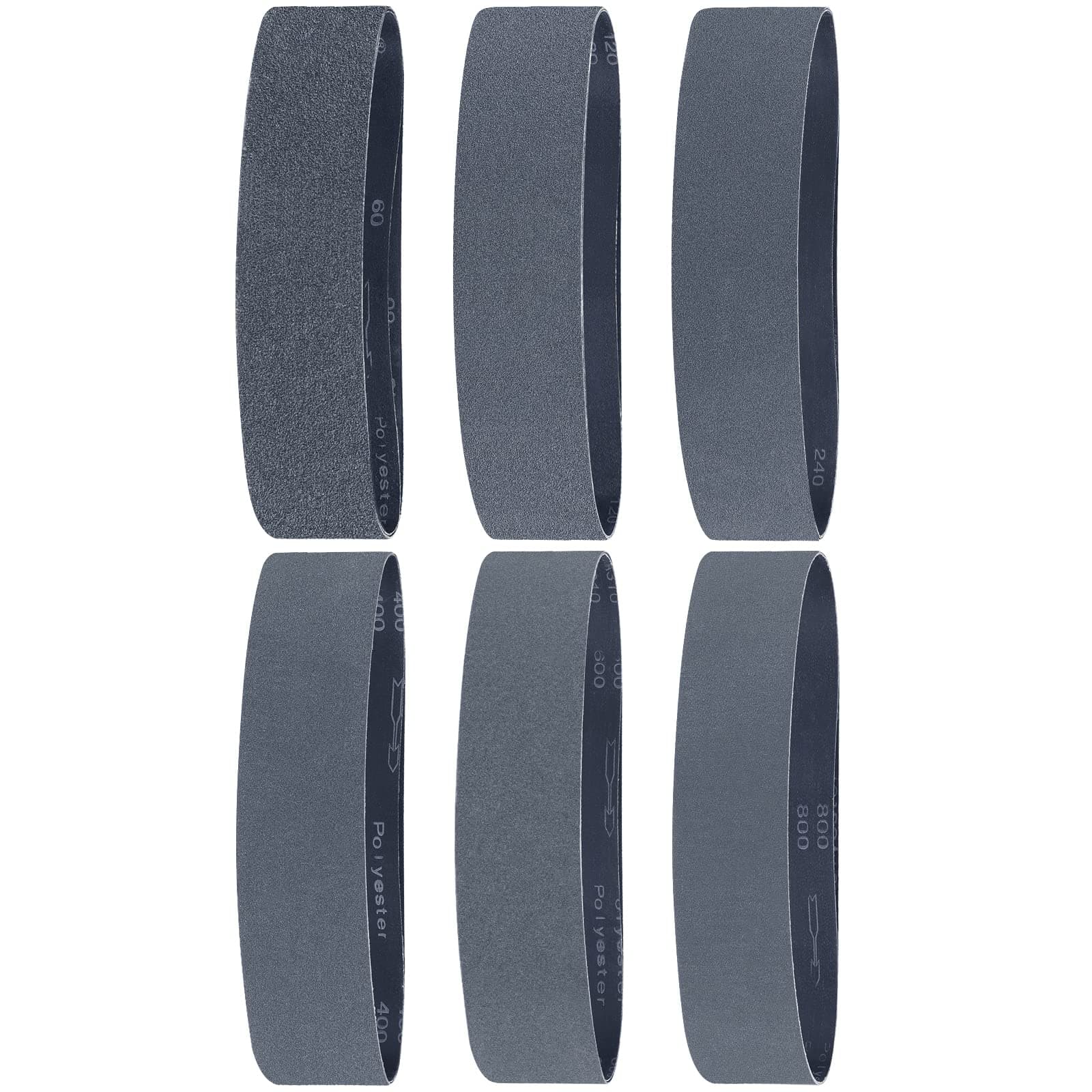 Sanding Belts 50 x 686 mm - Pack of 12 x 60/120/240/400/600/800 Grit Silicon Carbide Sanding Belts for Polishing and Rust Removal of Metal