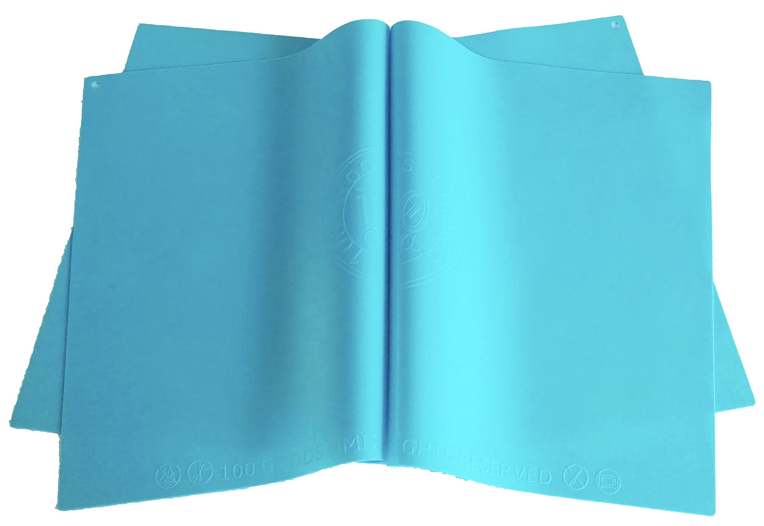 100 Goods 100% One-Piece Food Graded Silicone Zero pigment All-weather Placemat, Hop Mat, 11.4 x 16.1 x 0.03, Set of 2 Blue