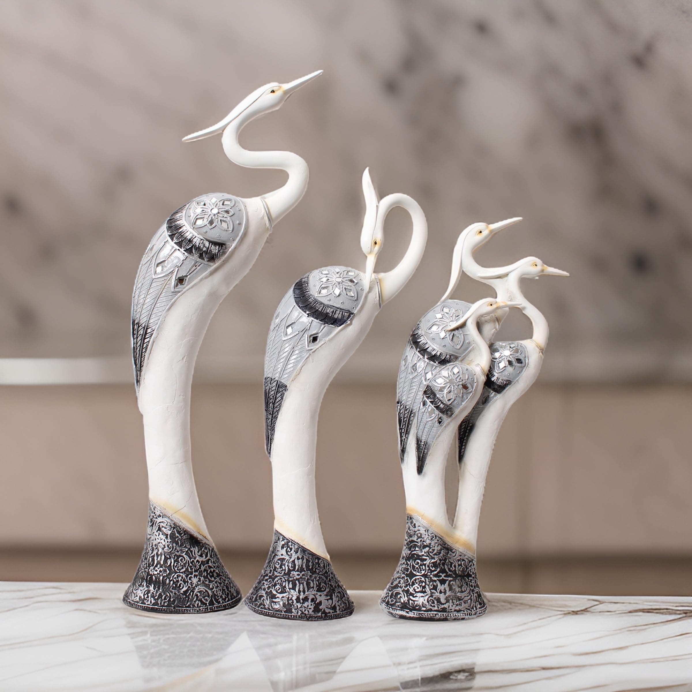 Dharma Home & Décor Swan Family Showpiece Home Decoration | Showpieces Creative Abstract Design Home Art Figurine for Living Room Decorative Display | Set of 3