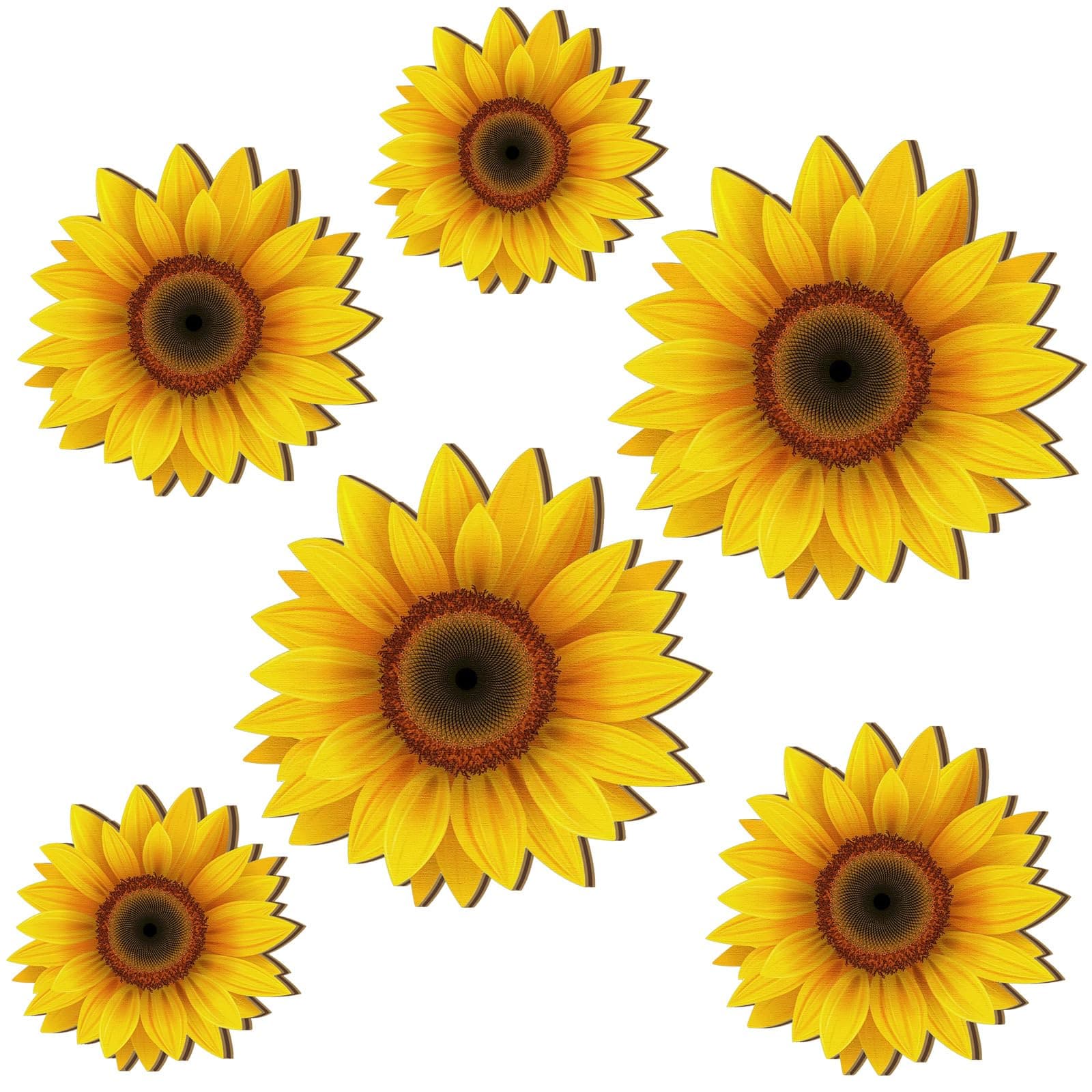 Thyle 6 Pcs Sunflower Wall Decor Wood Sunflower Wall Art Farmhouse Spring Flower Decorations Indoor Summer Wooden Hanging Sign for Kitchen Porch Home Decor