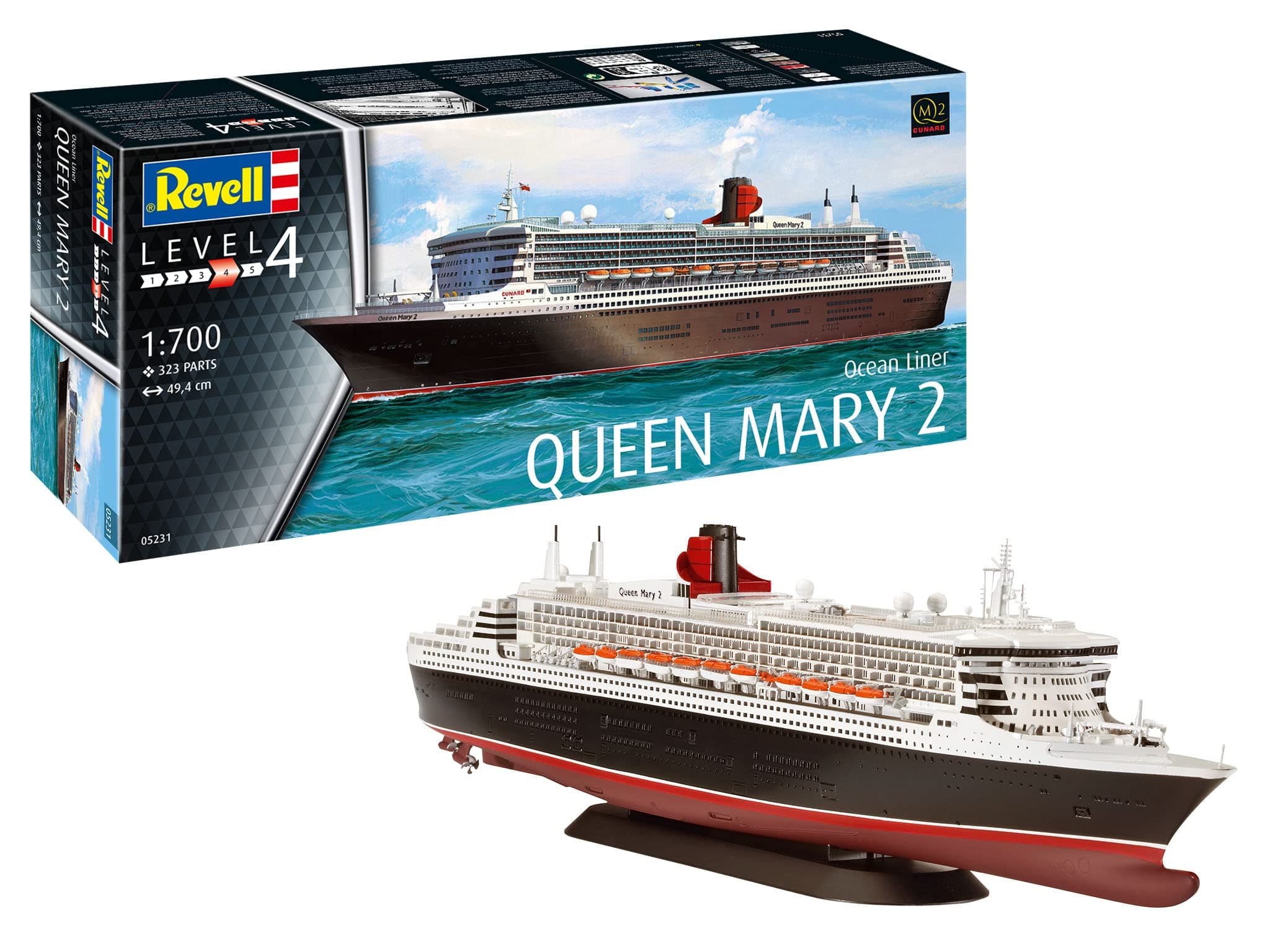 05231 Ocean Liner Queen Mary 2 1:700 Scale Unbuilt/Unpainted Plastic Model Kit