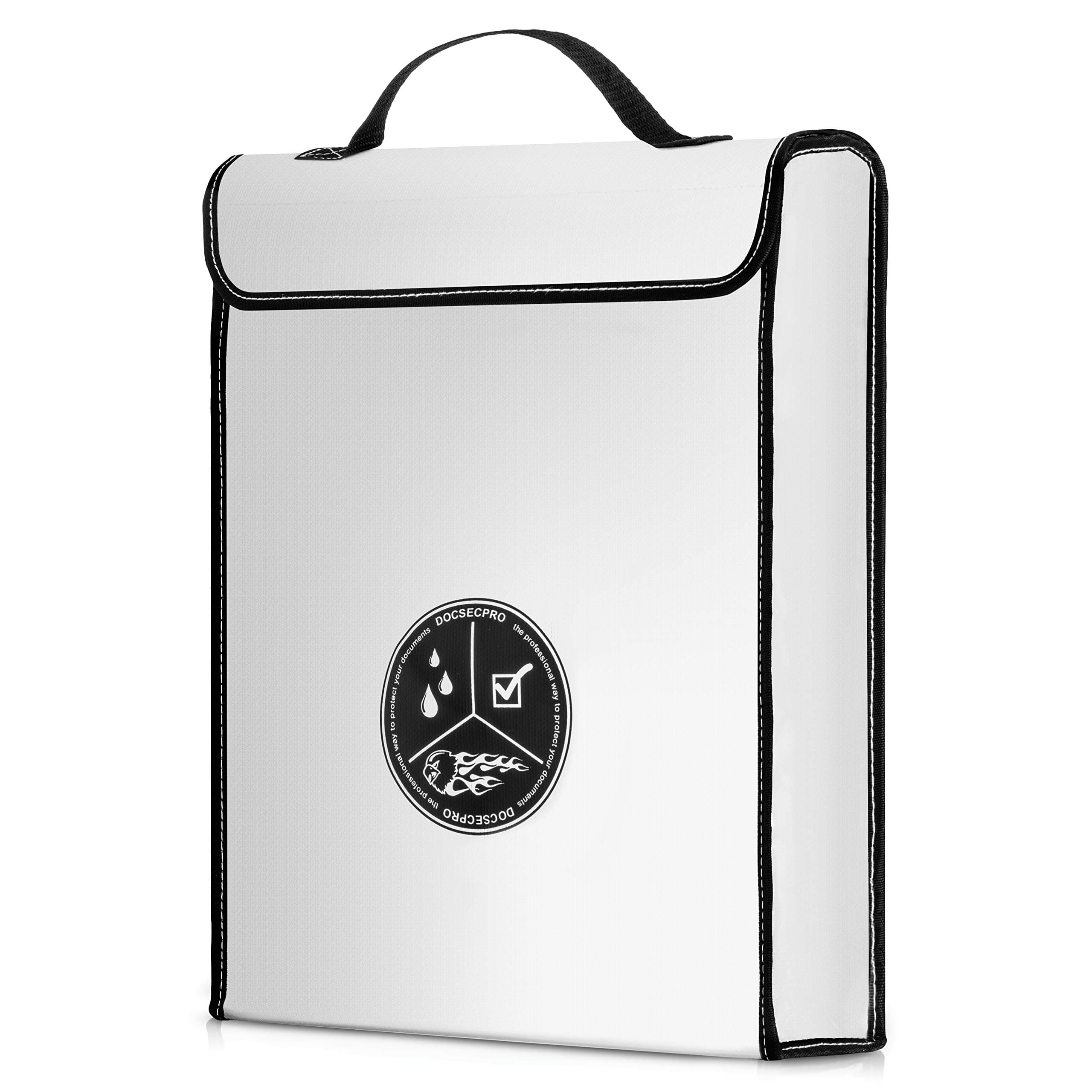 Fireproof Document Bag - Large - Waterproof - Safe Storage for Money- Files- Jewelry- Passport- Valuables - Non-Itchy Safety Case from Double Layered Aluminum Fiberglass - 2000 ℉- by DOCSECPRO