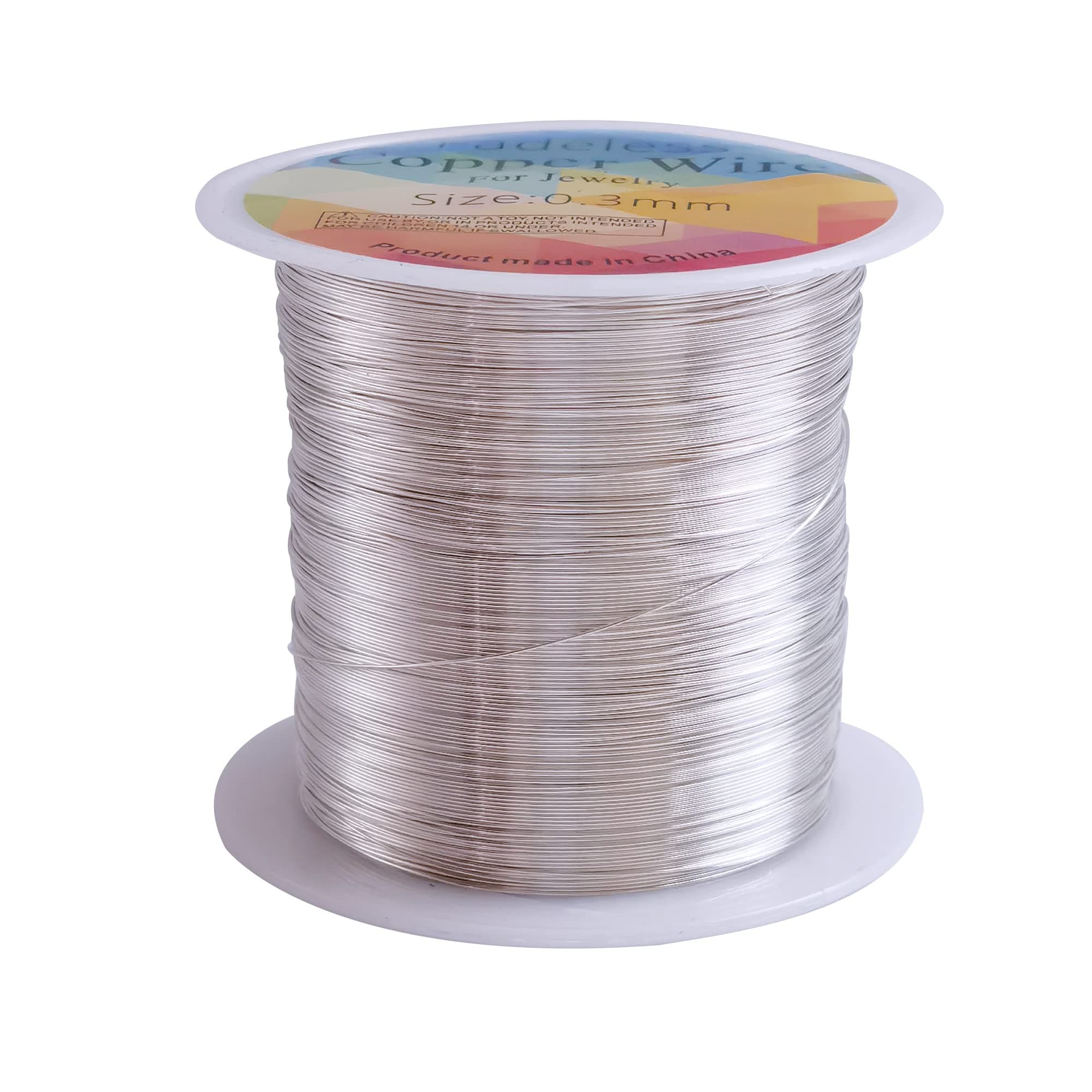 328 Feet Tarnish Resistant Copper Wires 28 Gauge/0.3mm Jewelry Craft Wires Beading Wire for Jewelry Making, Wire Wrapping and Crafting(Silver)