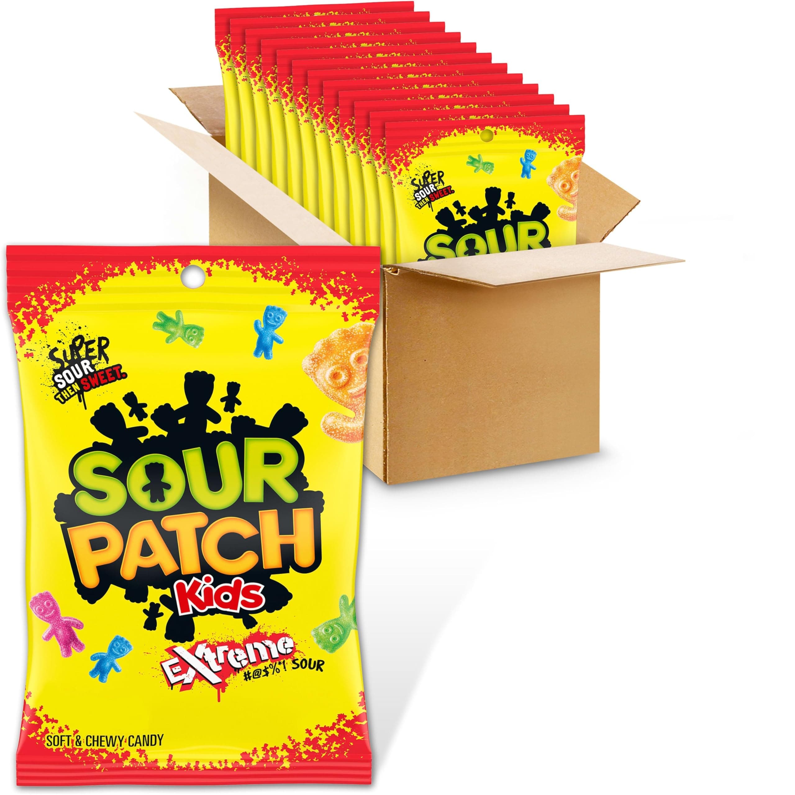 Extreme Sour Soft & Chewy Candy, Bulk Candy, 12 - 7.2 oz Bags