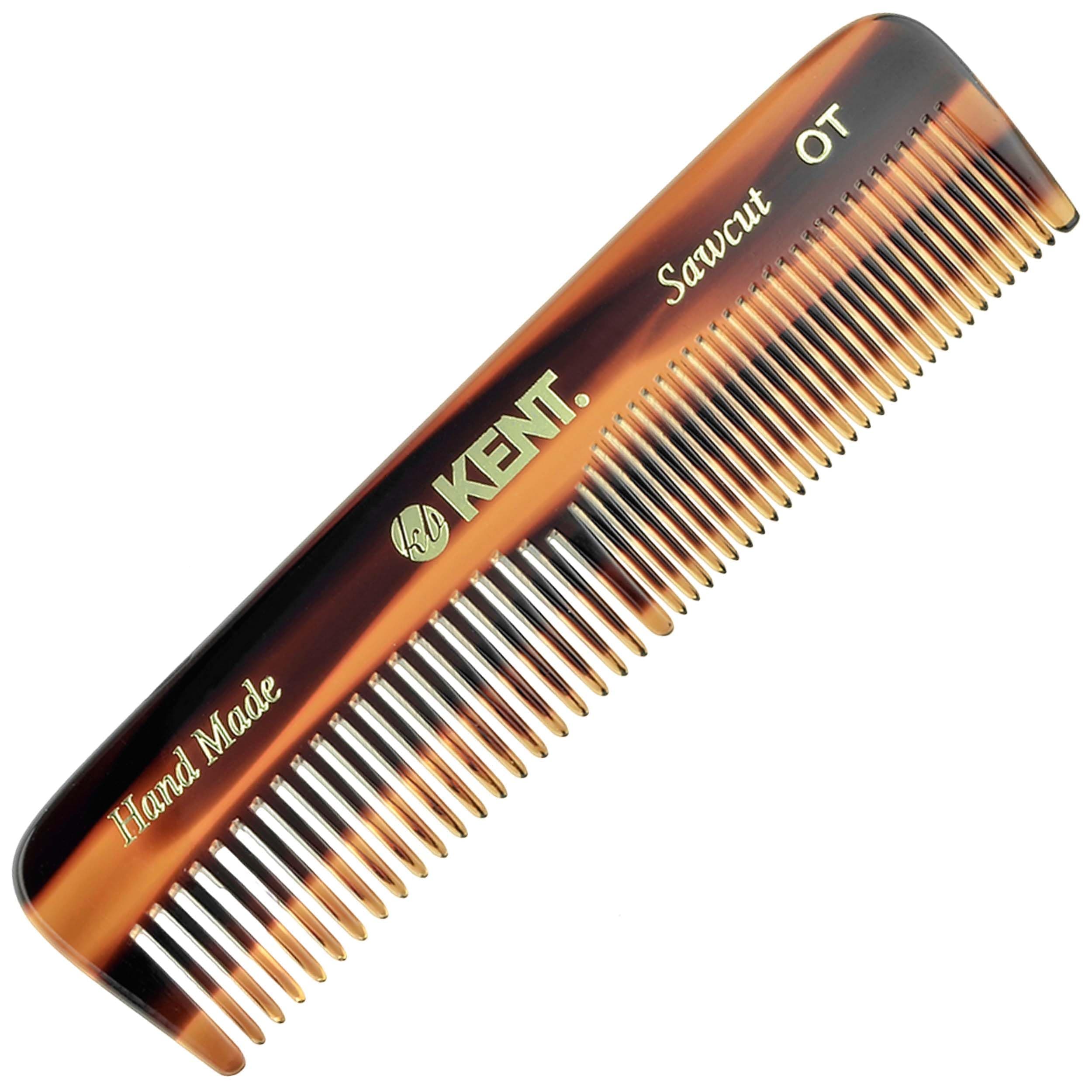 OT Tortoiseshell Pocket Comb - Handmade Fine and Wide Tooth Hair Comb for Men, Women, and Kids - Travel, Beard, and Mustache Comb - Saw Cut and Hand Polished Made in England