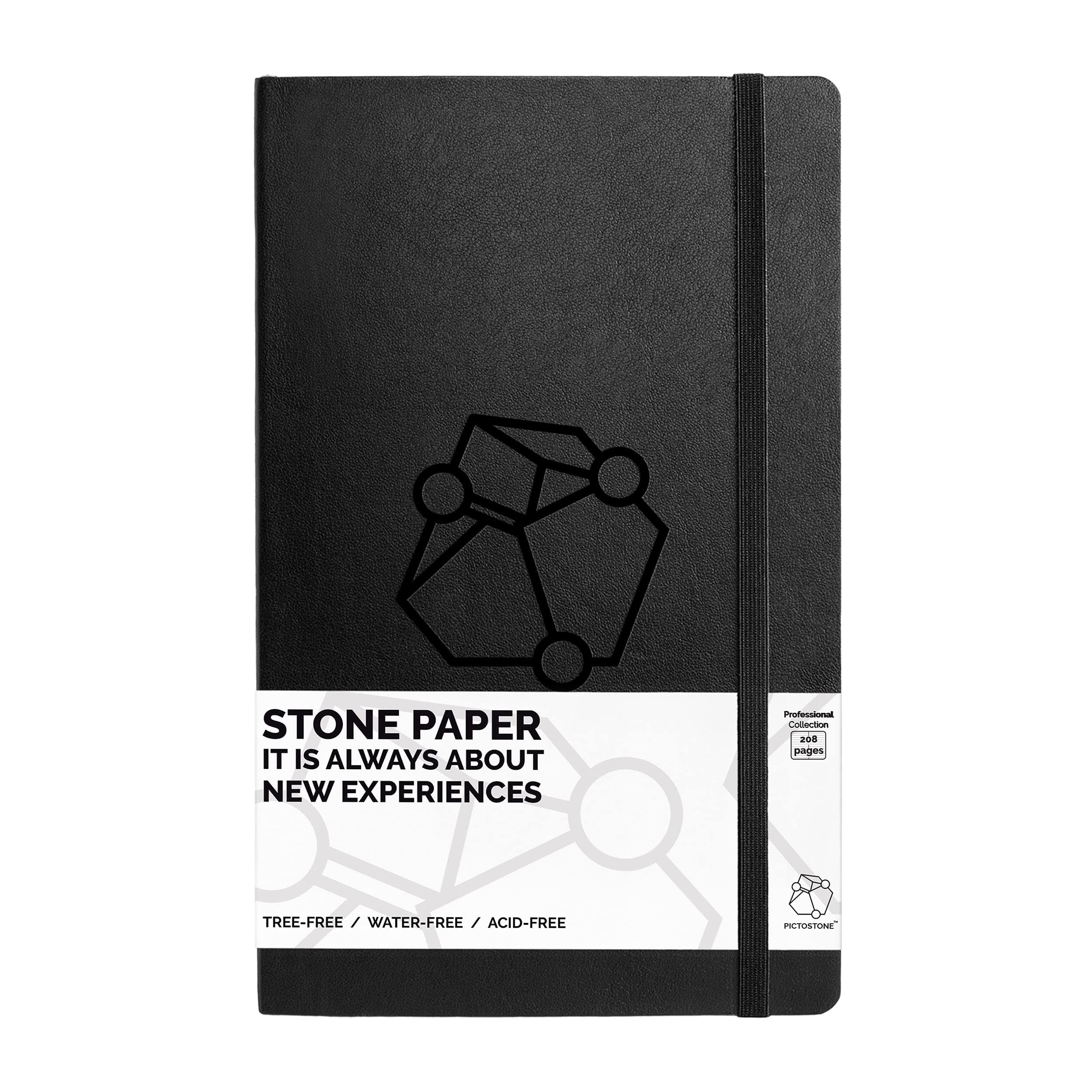 Pictostone 100% Tree‑Free Stone‑Paper Notebook – 208‑Page Lined A5 Executive Journal, Waterproof & Tear‑Resistant, Faux‑Leather Hardcover – Smooth, Eco‑Friendly Writing