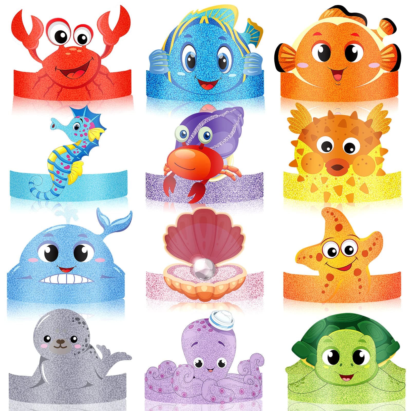 Gersoniel 24 Pcs Sea Animal Headbands - Under the Sea Party Decorations - Ocean Theme Birthday Party Hats for Girls & Kids