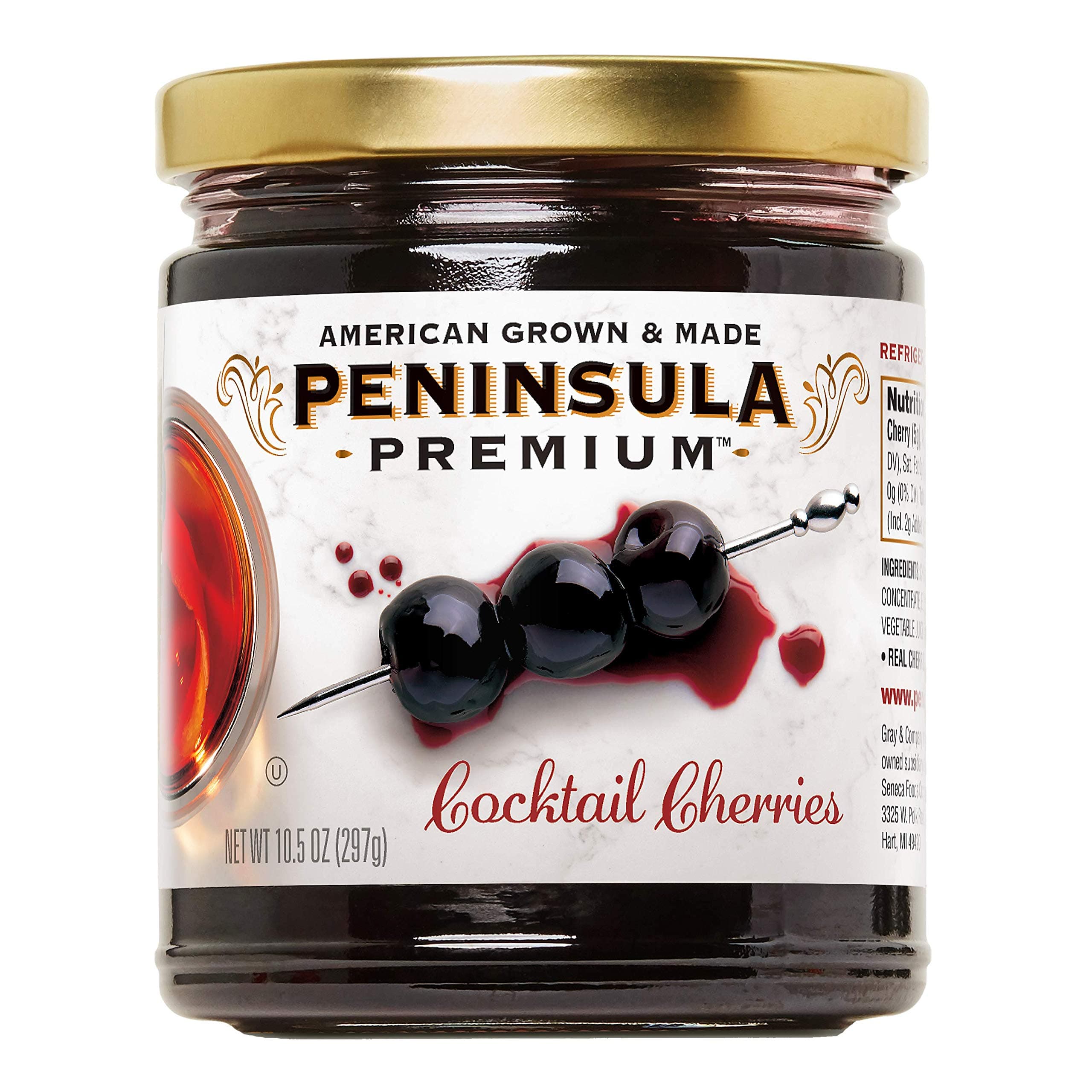 Cocktail Cherries | Award Winning | Deep Burgundy-Red | Silky Smooth, Rich Syrup | Luxe Fruit Forward, Sweet-Tart Flavor | Gourmet | American Grown & Made | 10.5 Ounce