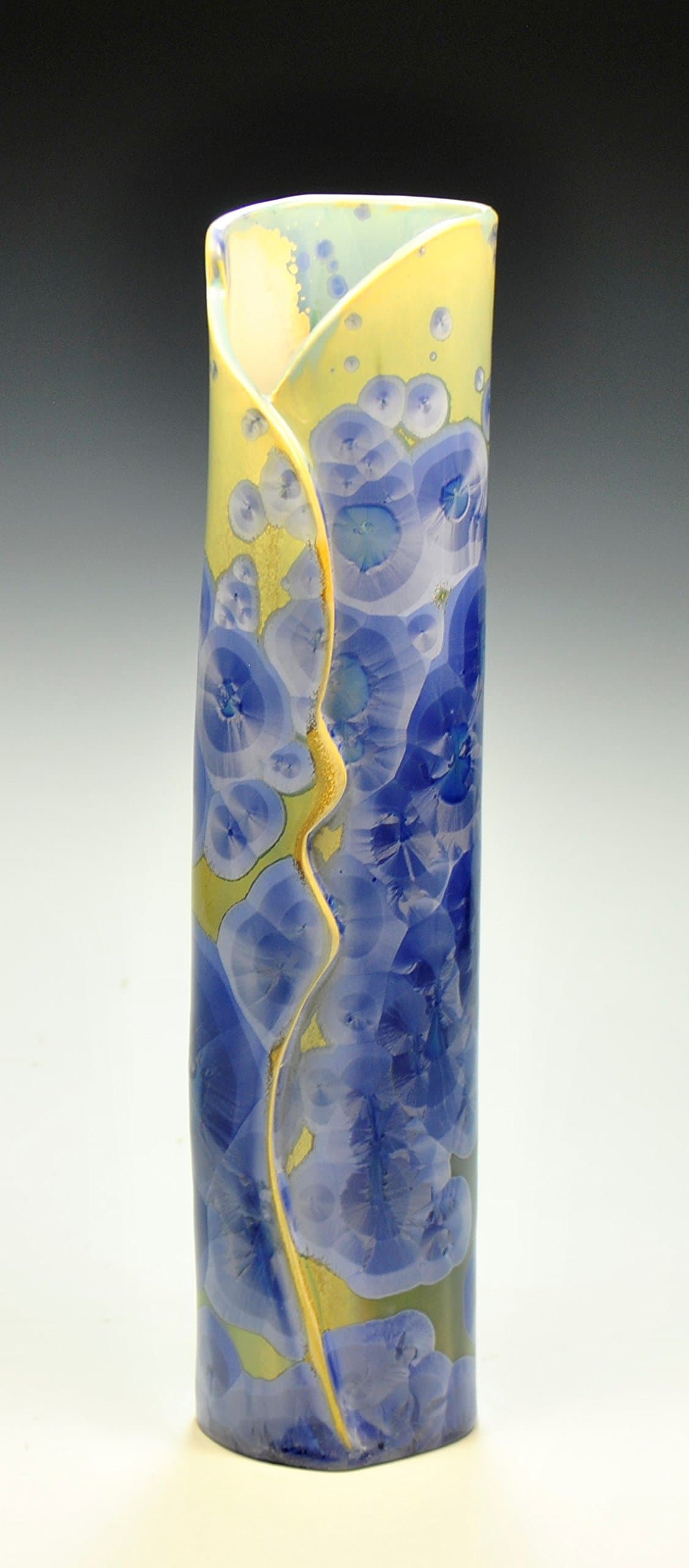 CONTEMPORARY Blue and Green Crystalline Pottery Vase