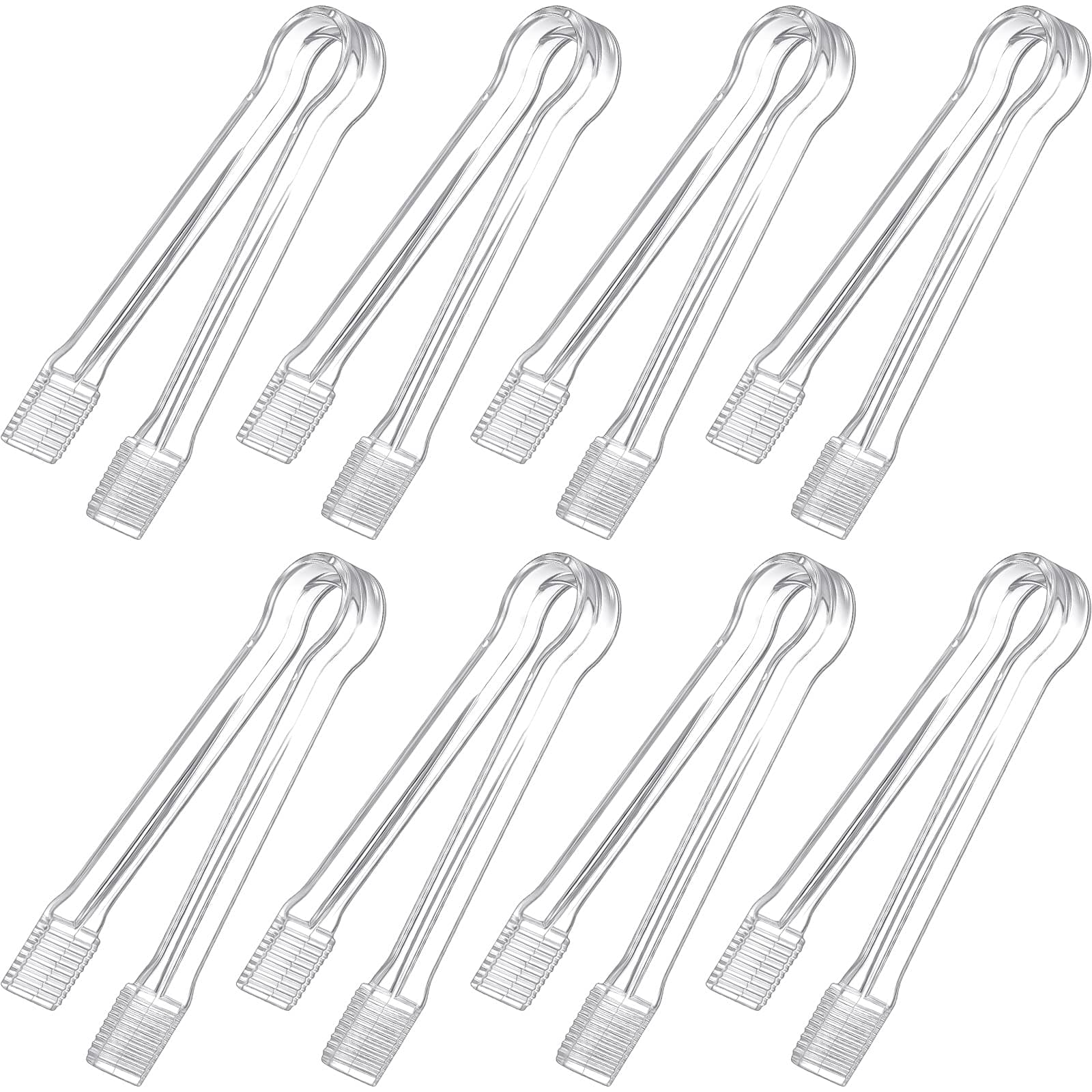 8 Pcs Plastic Serving Tongs 6.3 Inch Small Tongs Clear Mini Kitchen Serving Utensil for Food Ice Salad Buffet Weddings Barbecue Party