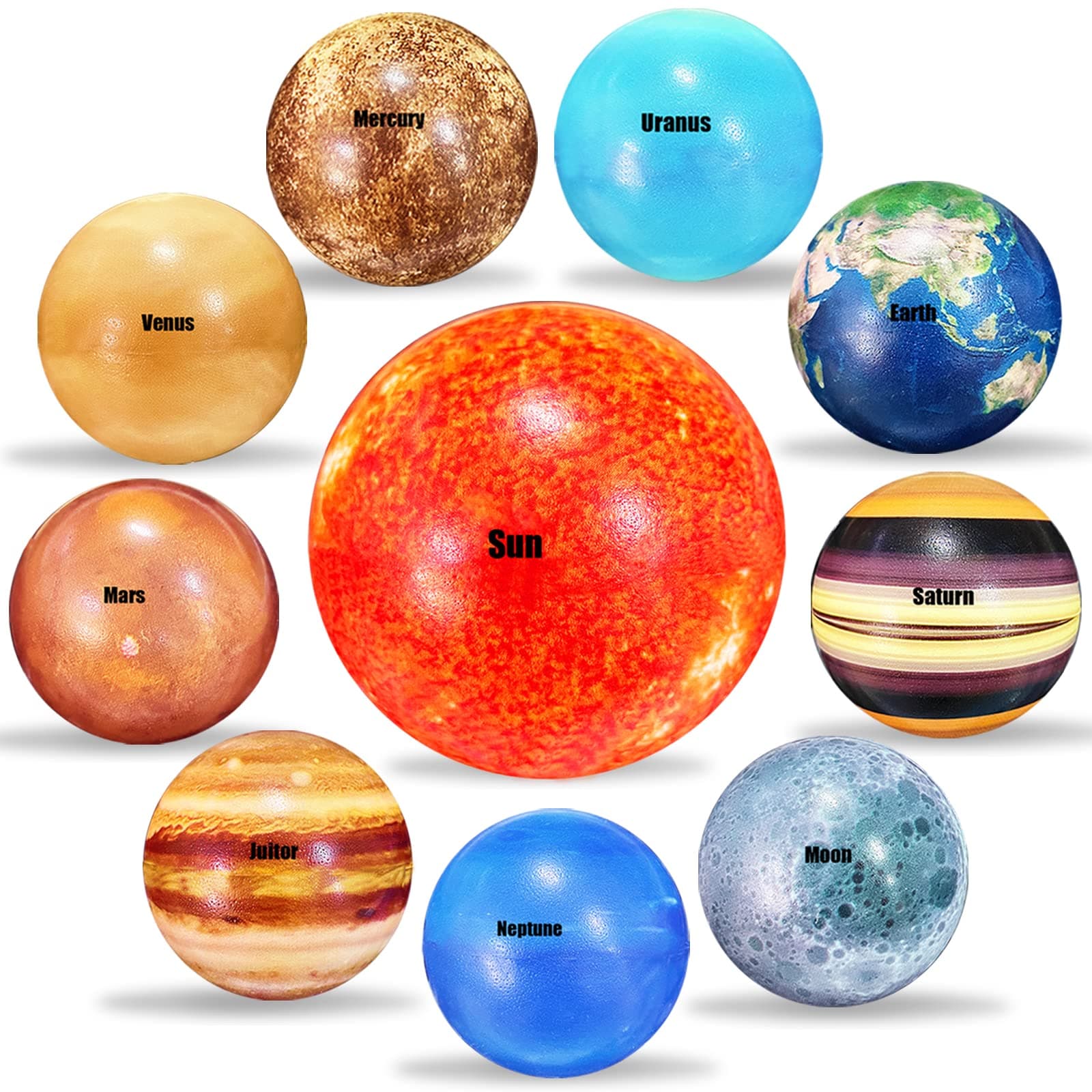 10PCS Solar System Planet Stress Balls,Stress Relief Planets Balls Educational Toys,Anti Stress Solar Educational Balls for Adults,Kids Early Study,Party Game,Birthday Gifts Prize
