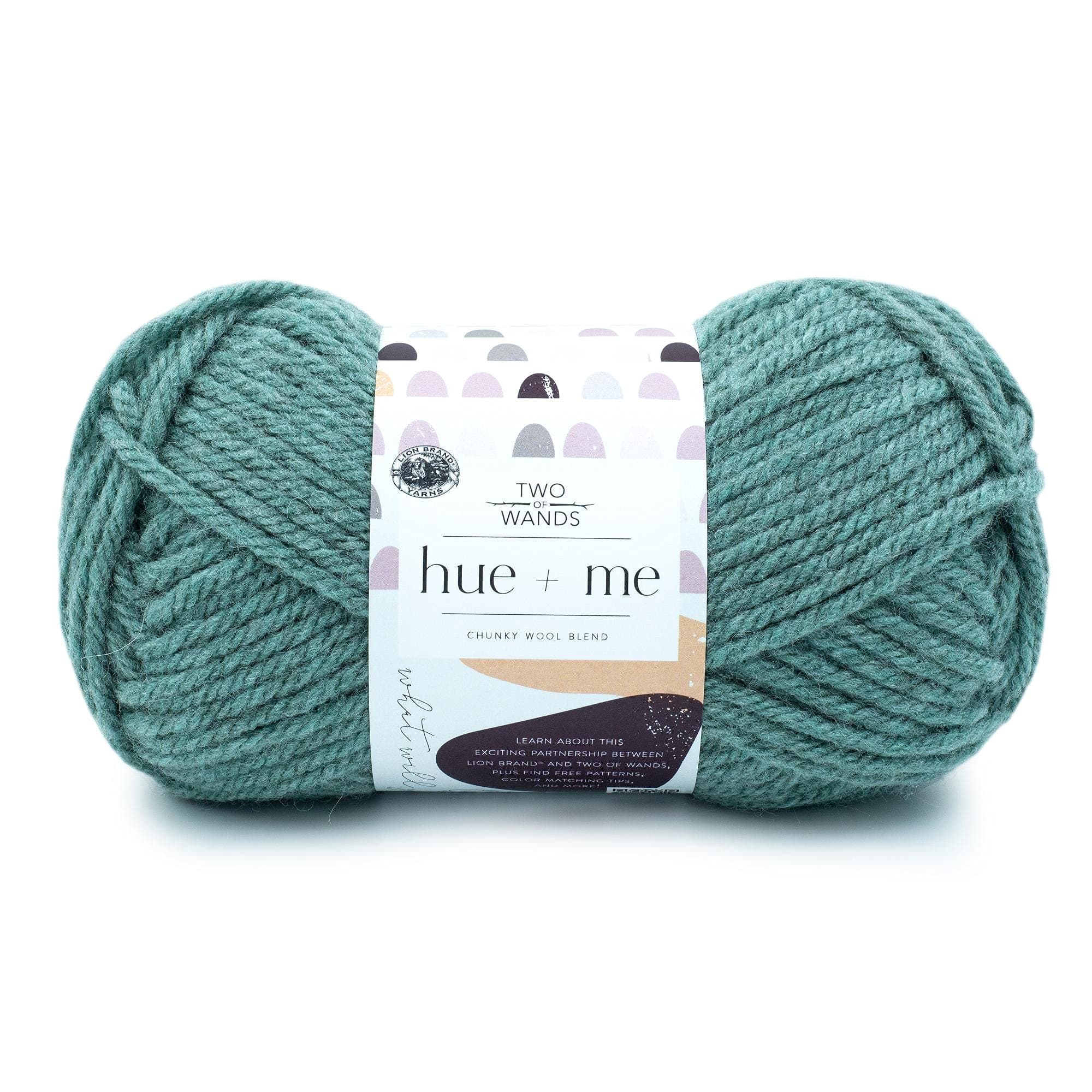 Lion Brand Yarn Hue + Me for Knitting, Crocheting, and Crafting, Bulky and Thick, Soft Acrylic and Wool, Agave, (1-Pack)